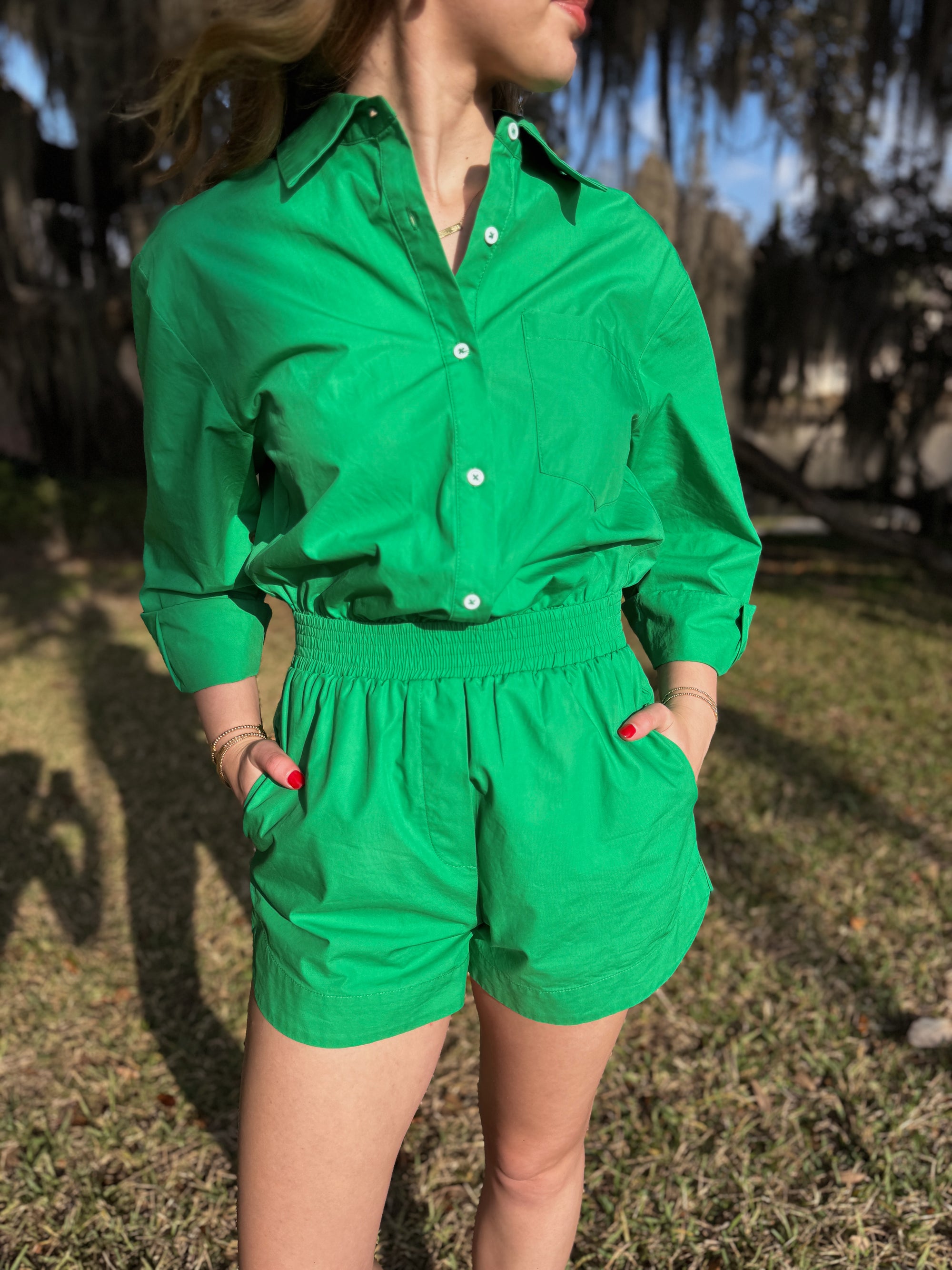 Grey Lab Kelly Green Romper