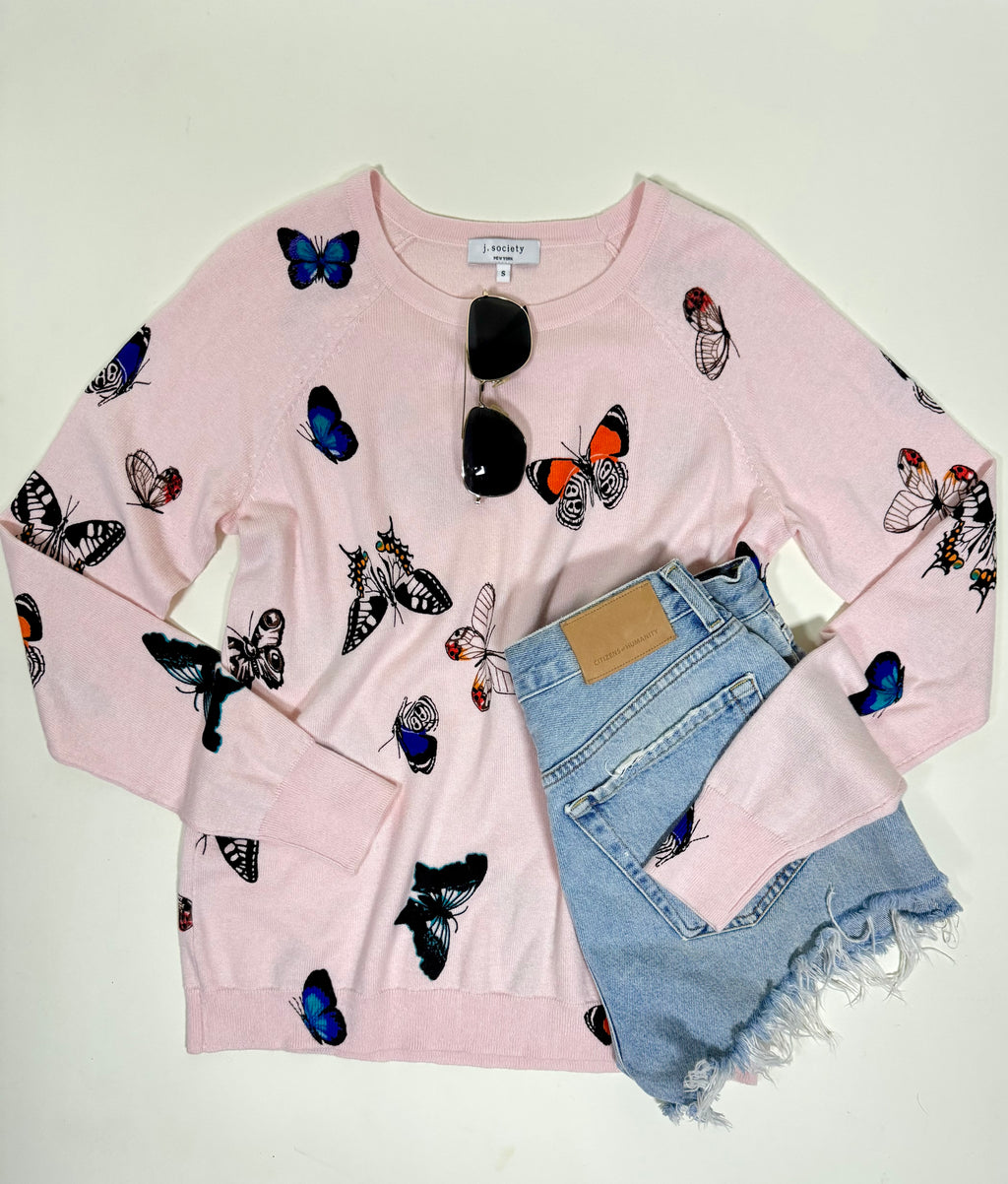 Pink Butterfly Sweater