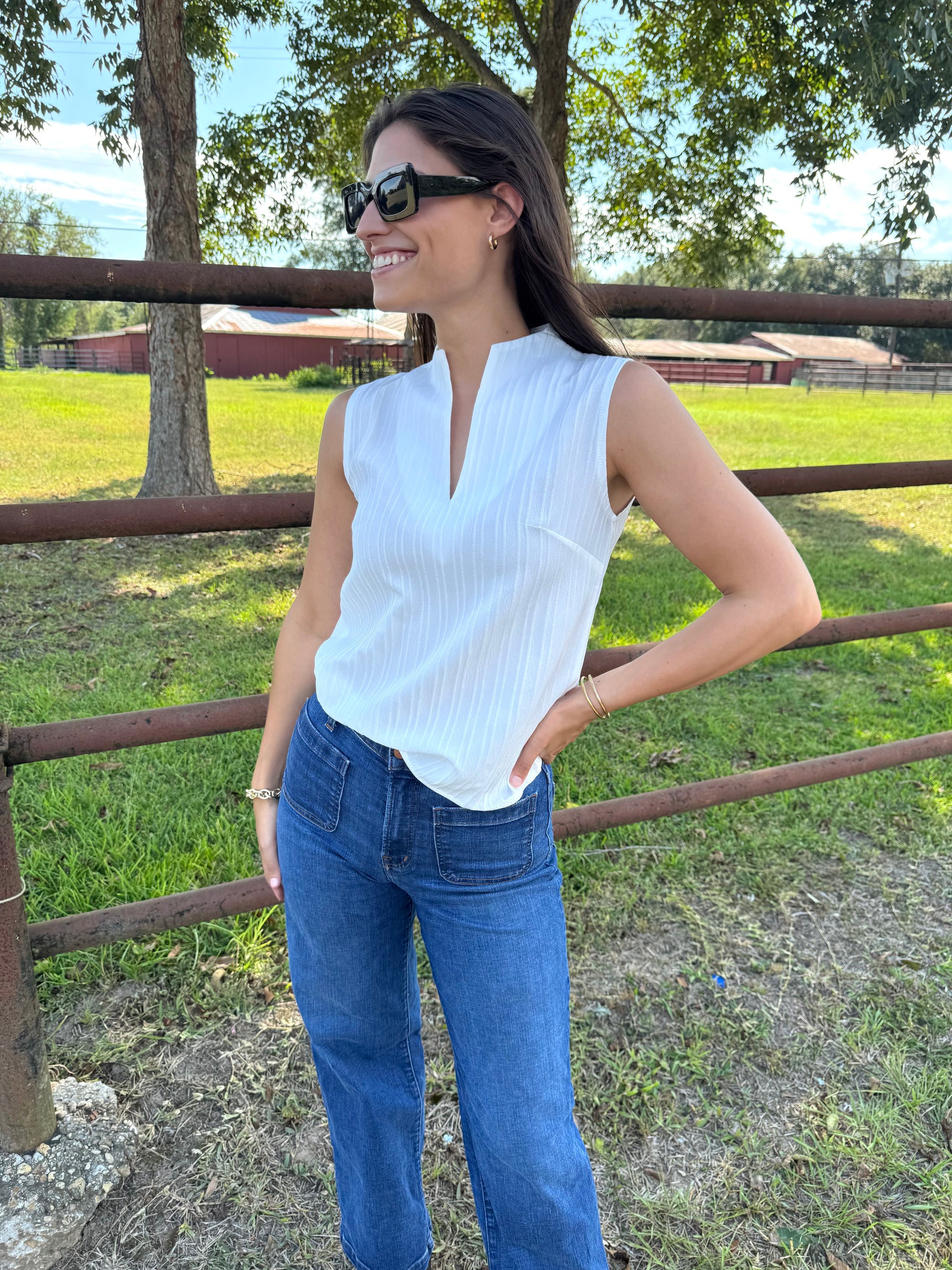 Sleeveless White Tank