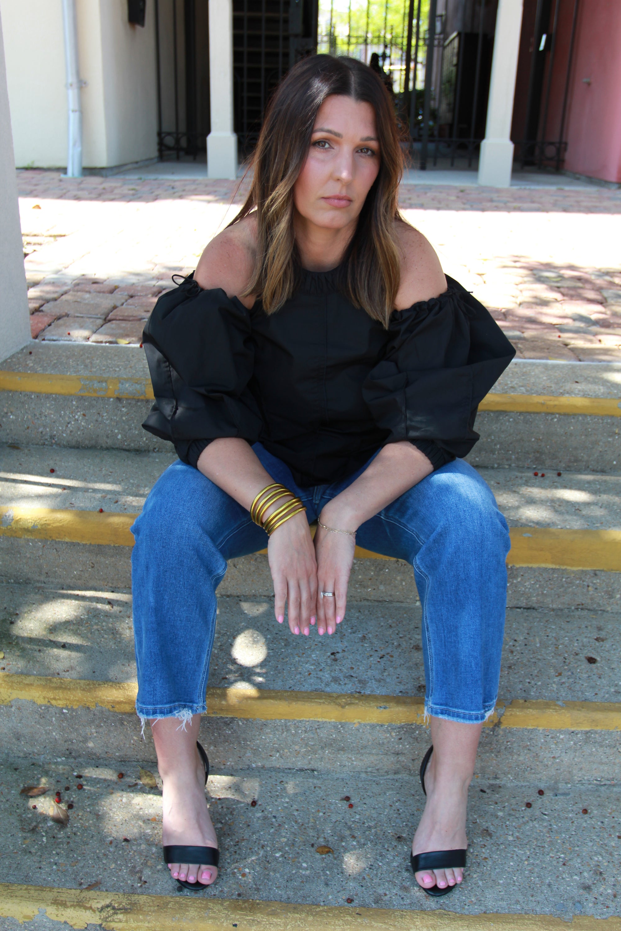 Jonathan Simkhai Black Josie Shoulder Top