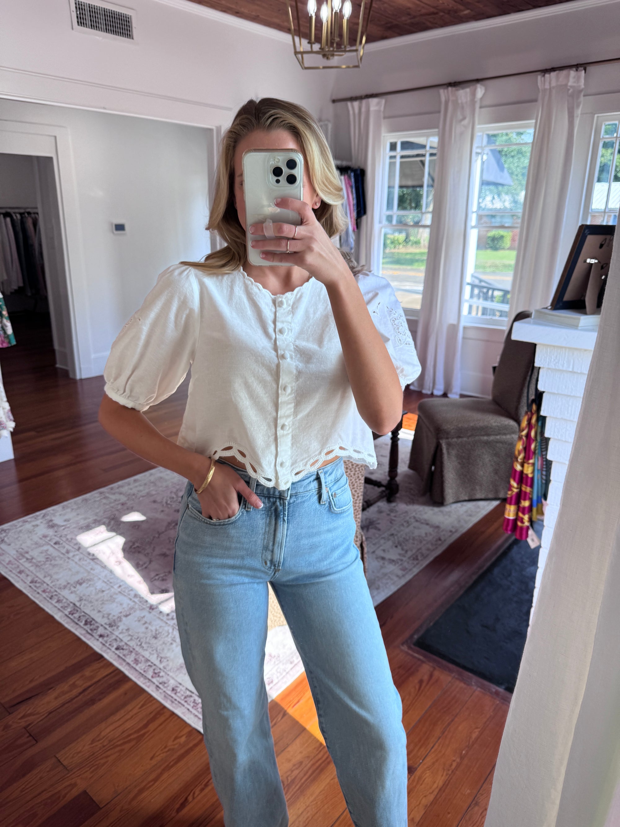 ASTR White Short Sleeve Top