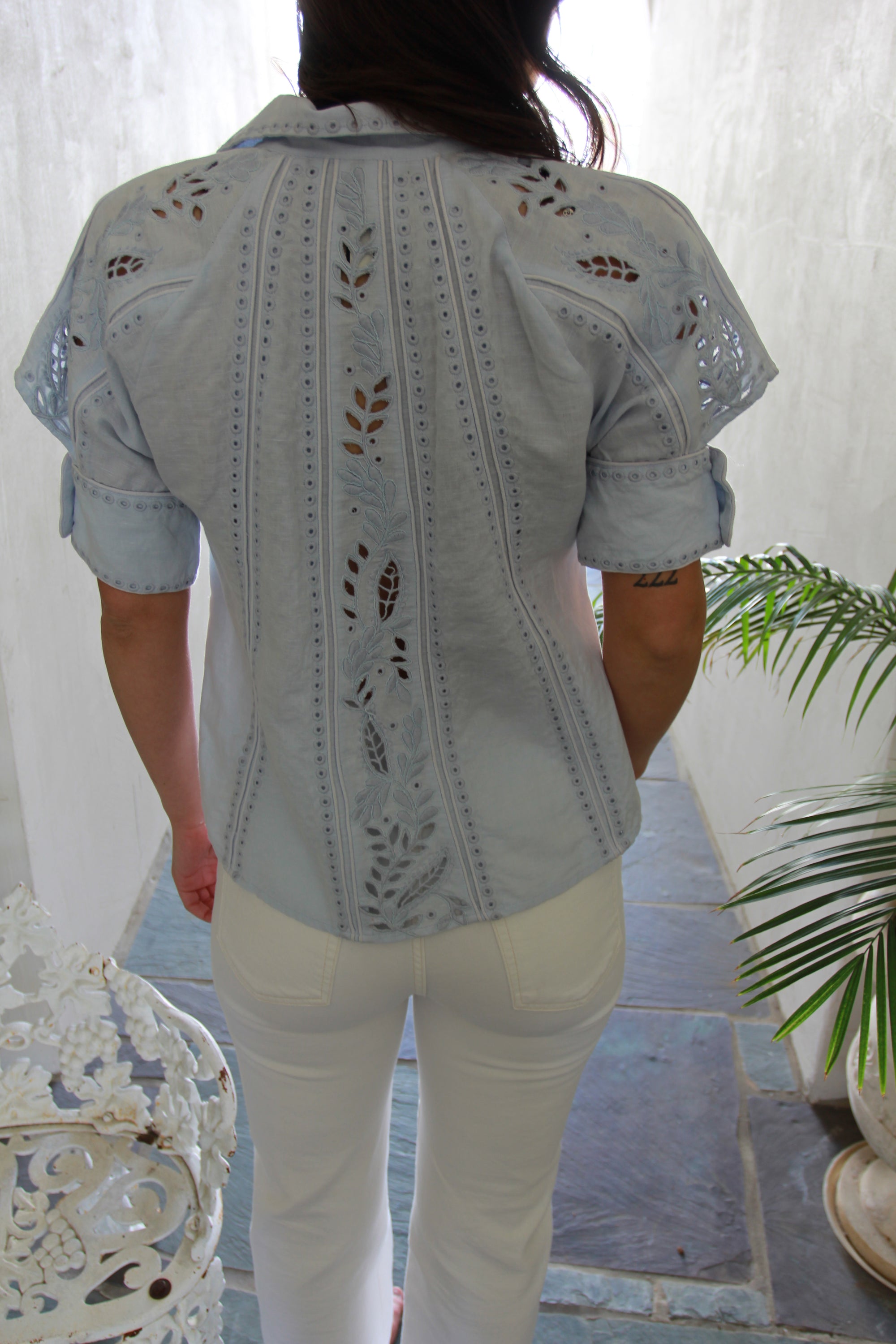Solara Blue Embroidered Top