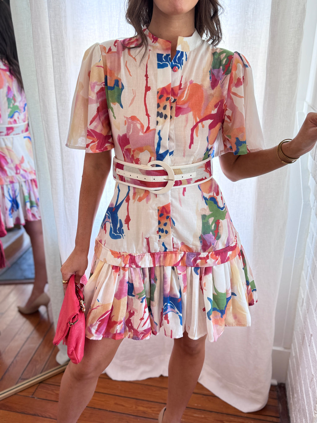 Abstract Belted Mini