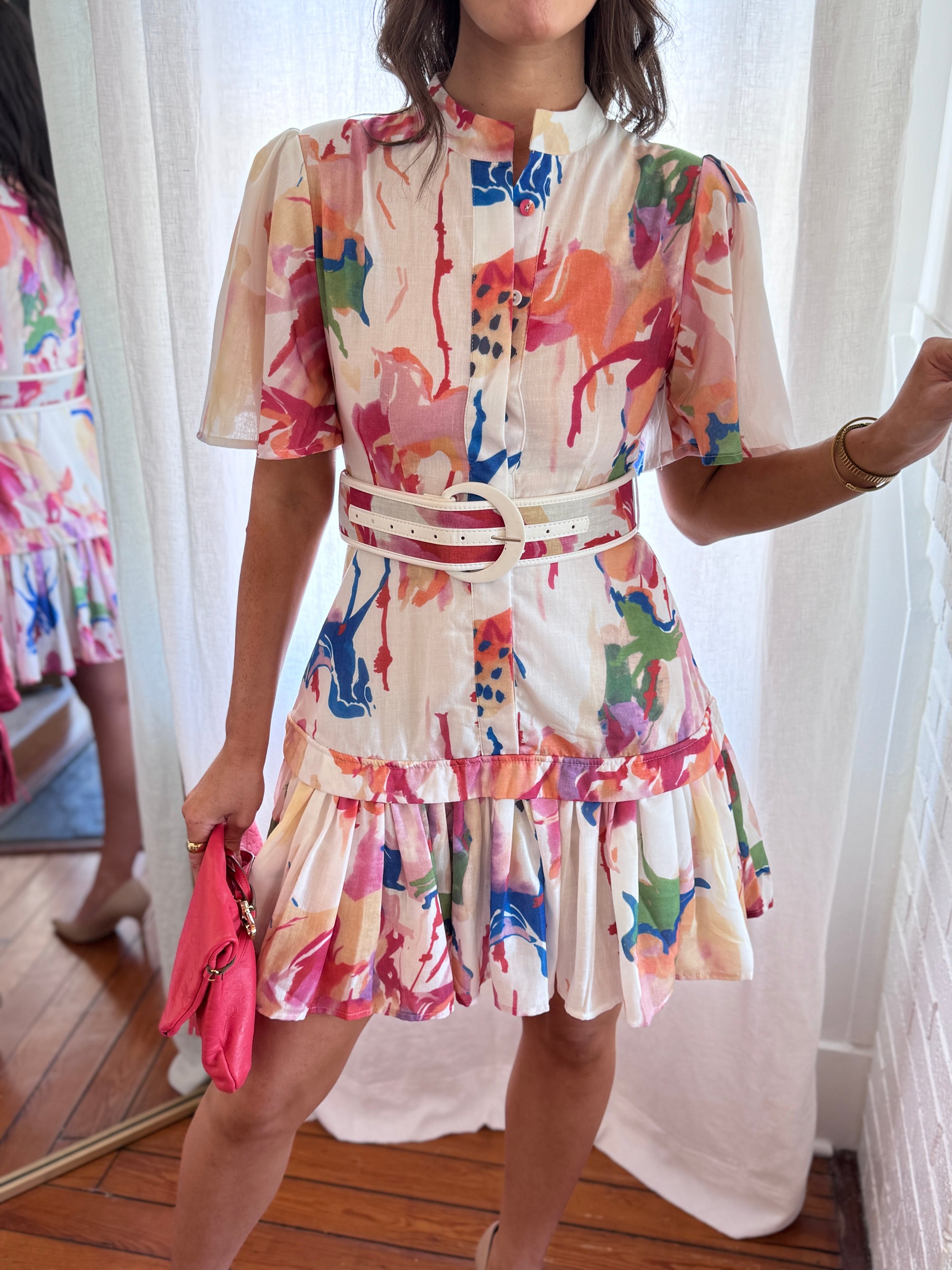 Abstract Belted Mini