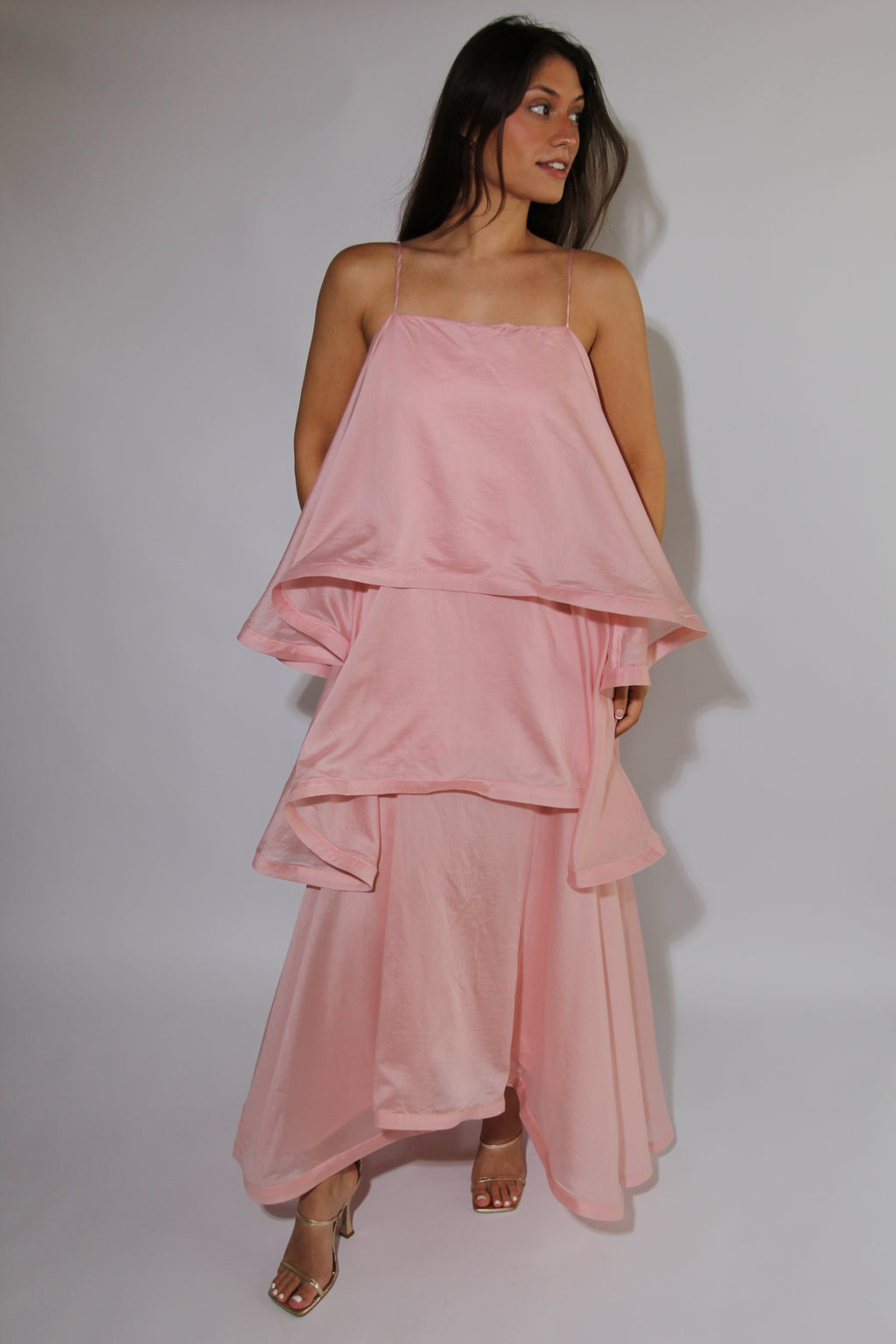 Elliatt Tilly Tiered Maxi Dress in Pale Pink