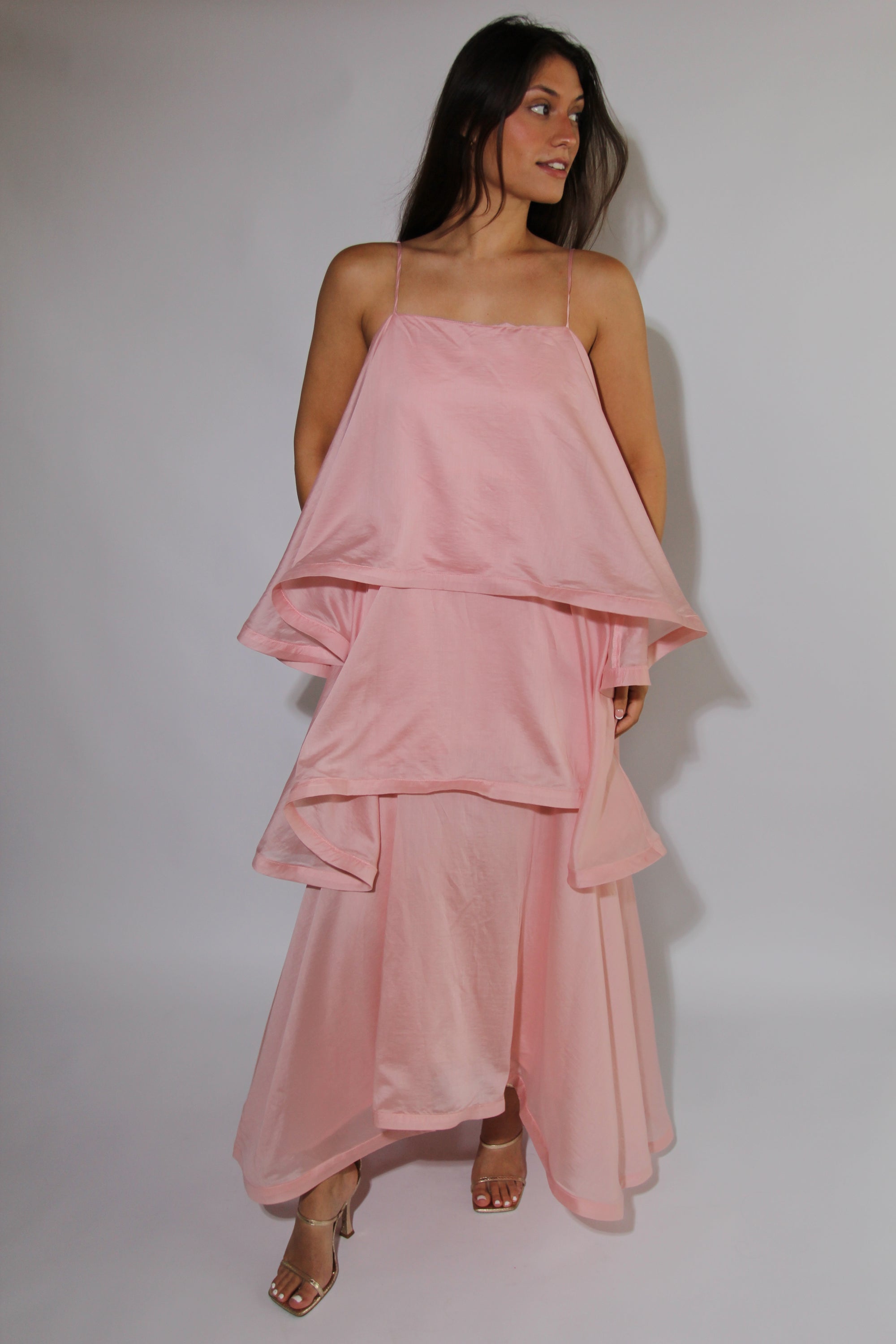 Elliatt Tilly Tiered Maxi Dress in Pale Pink