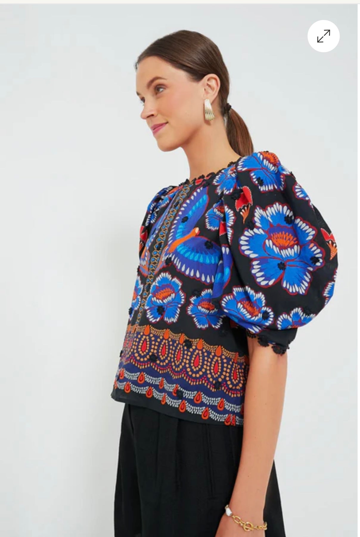 Farm Rio Ainika Sparkle Short-Sleeve Blouse