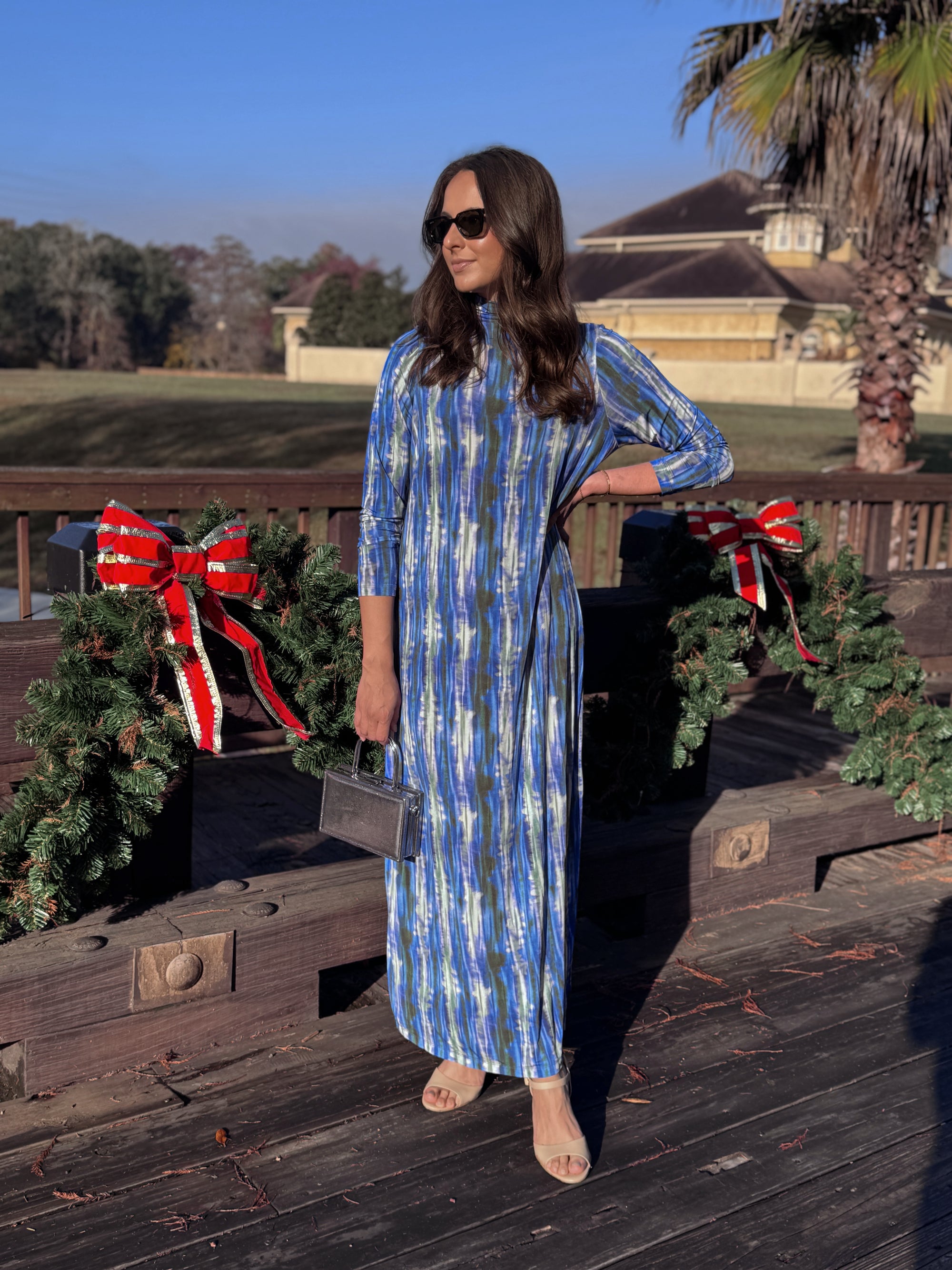 Marie Oliver Cobalt Blur Marble Turtleneck Midi