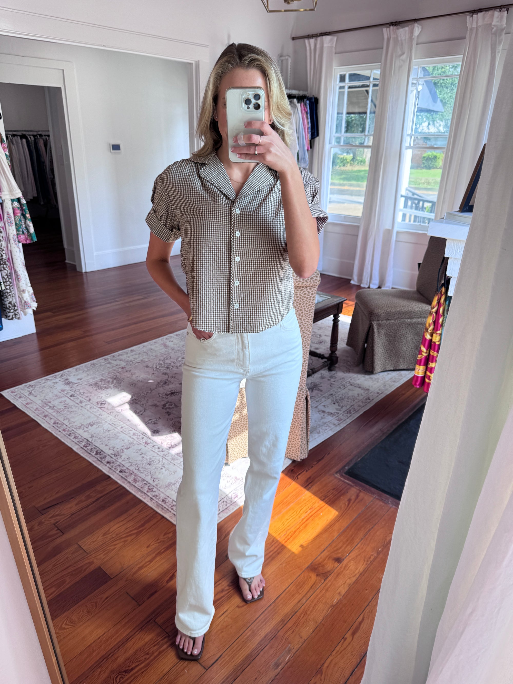 Veronica Beard Llene Gingham Top