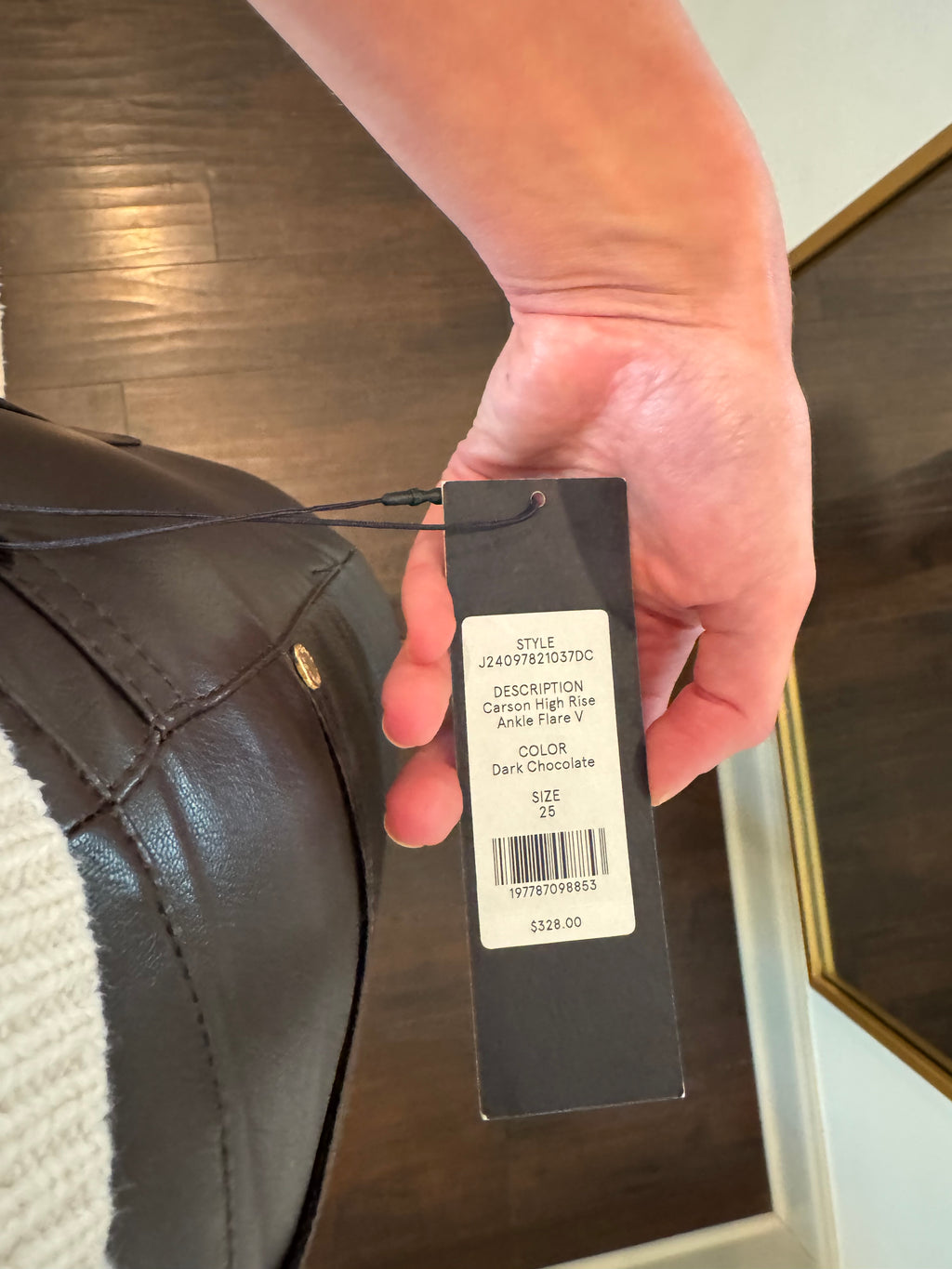 NWT Veronica Beard Brown Leather Crop Flare