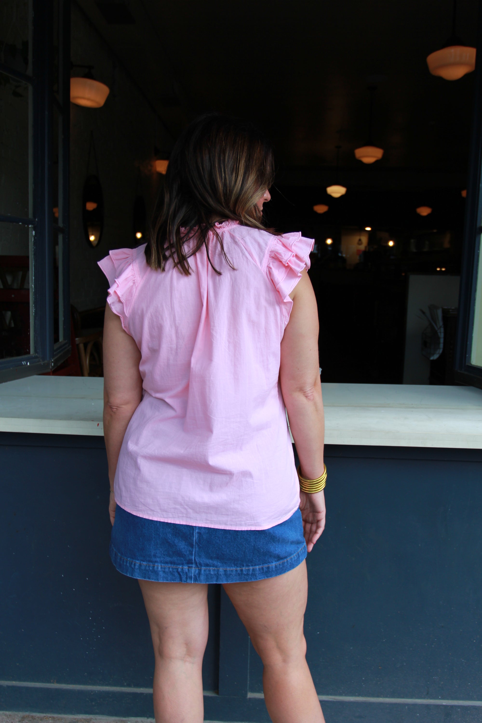 Stark X Light Pink Ruffle Top