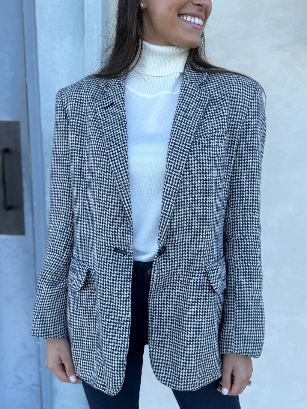 Lauren Ralph Lauren Navy Houndstooth Blazer