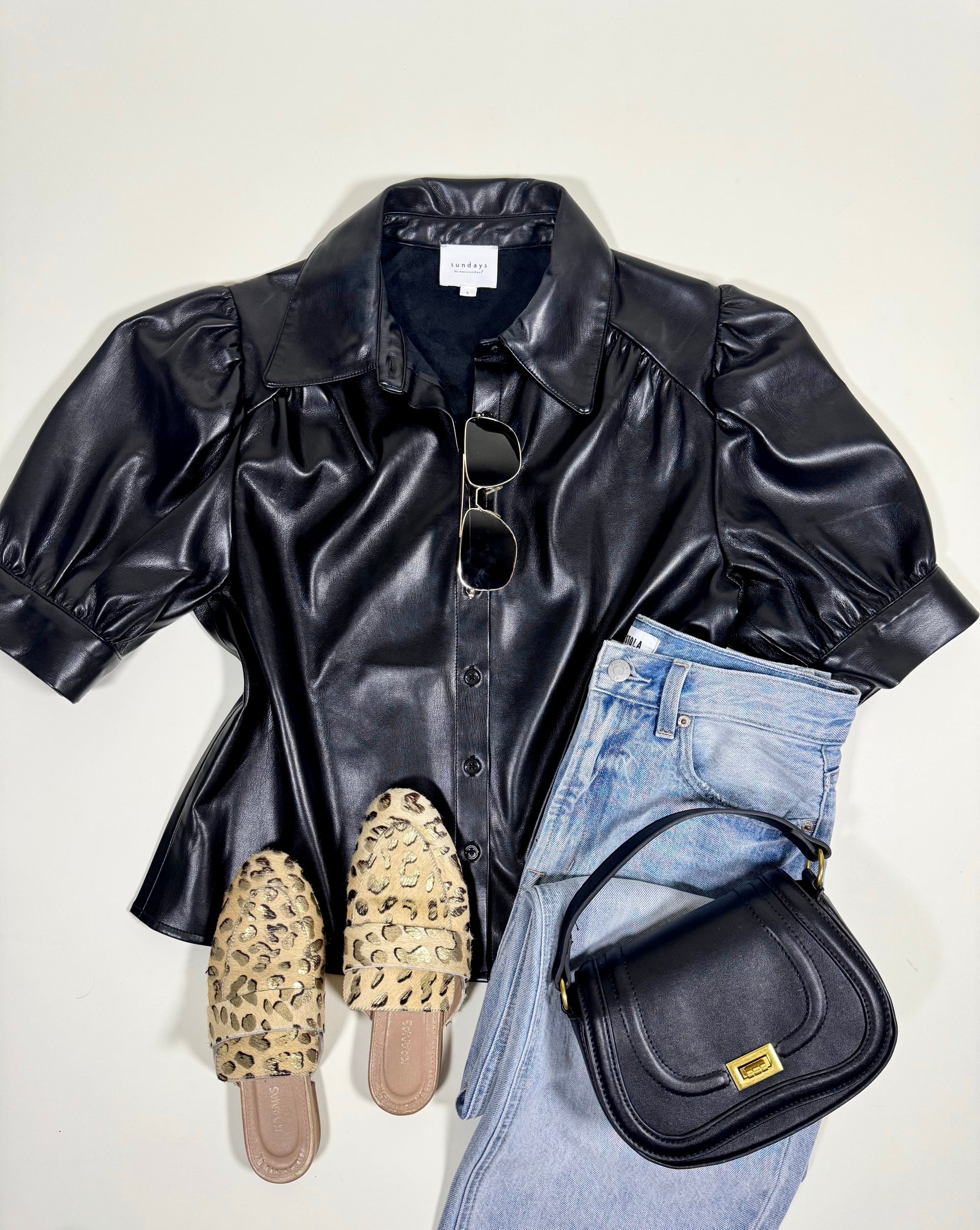 Black Leather Gael Top