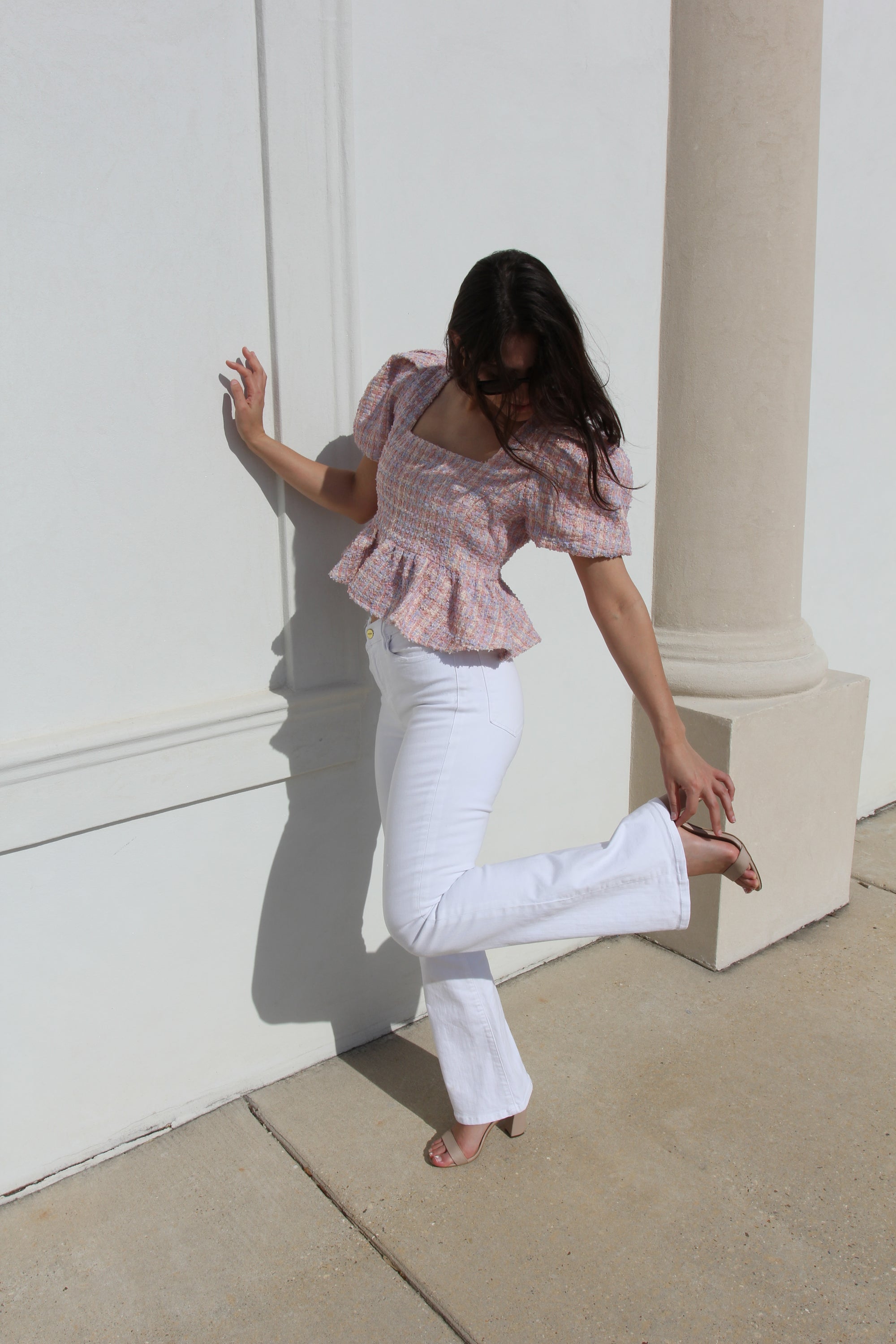 NWT Spring Tweed Peplum Top