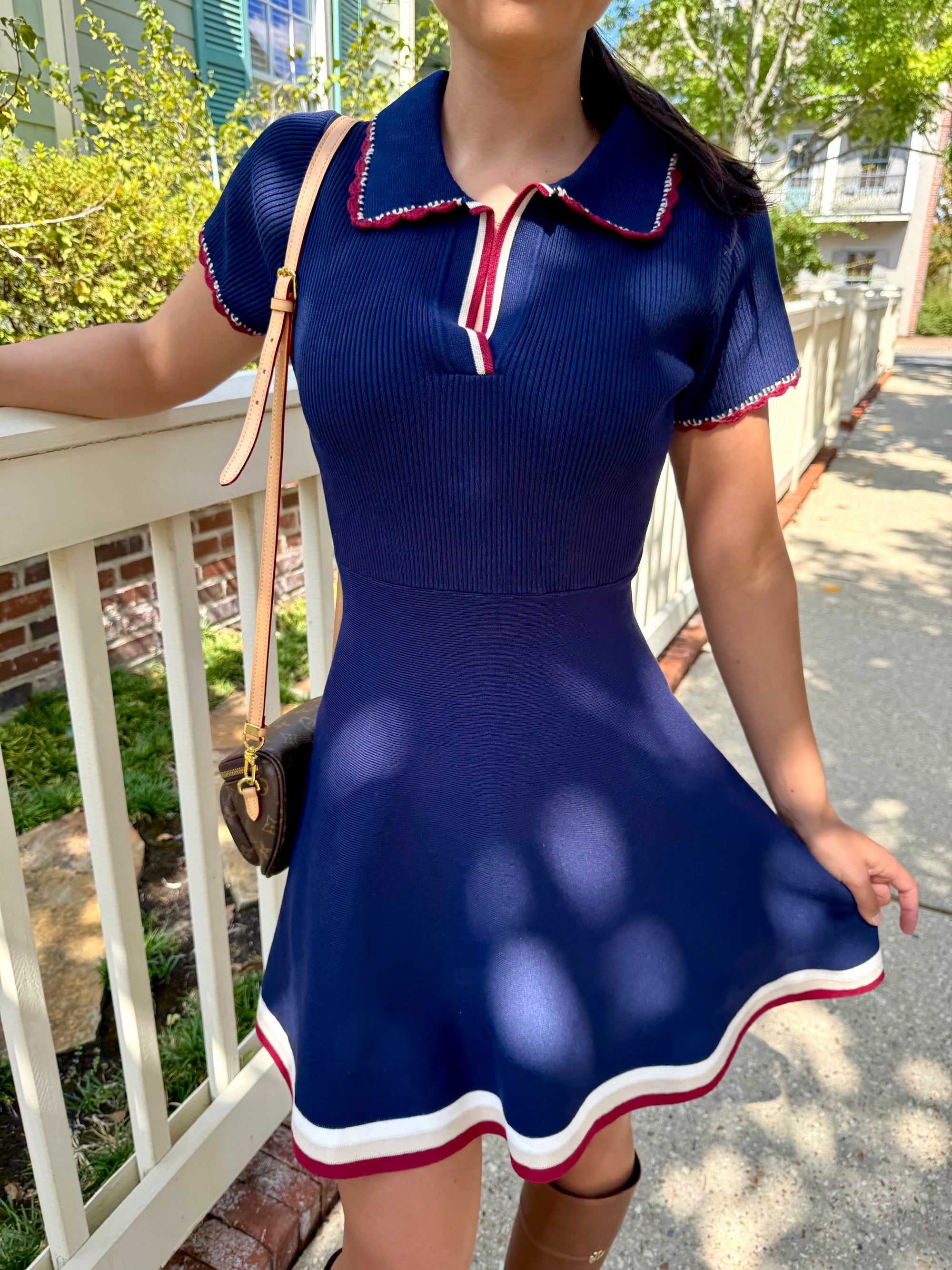 Navy Knit Polo Dress