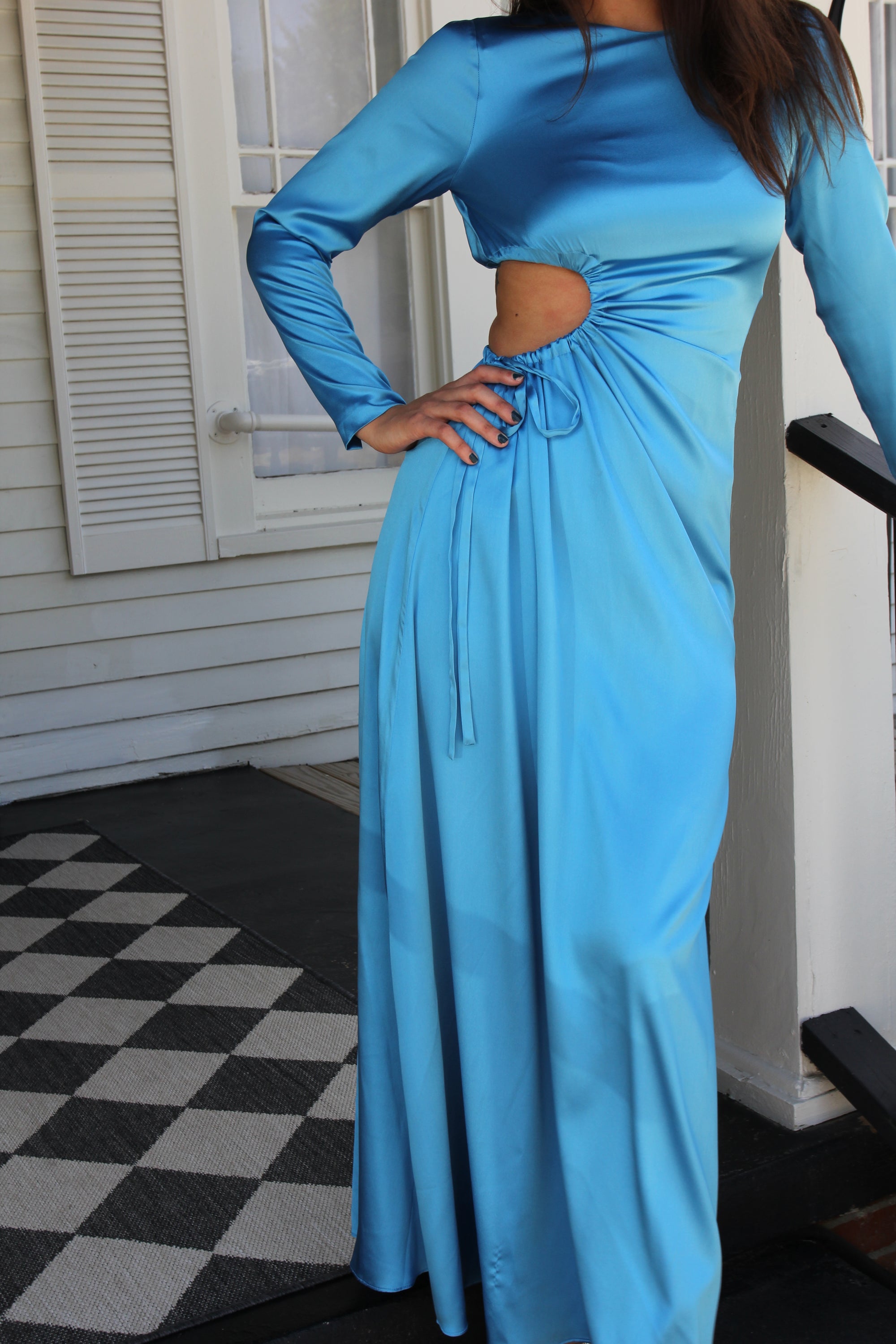 Cynthia Rowley Blue Silk Cutout Maxi Dress