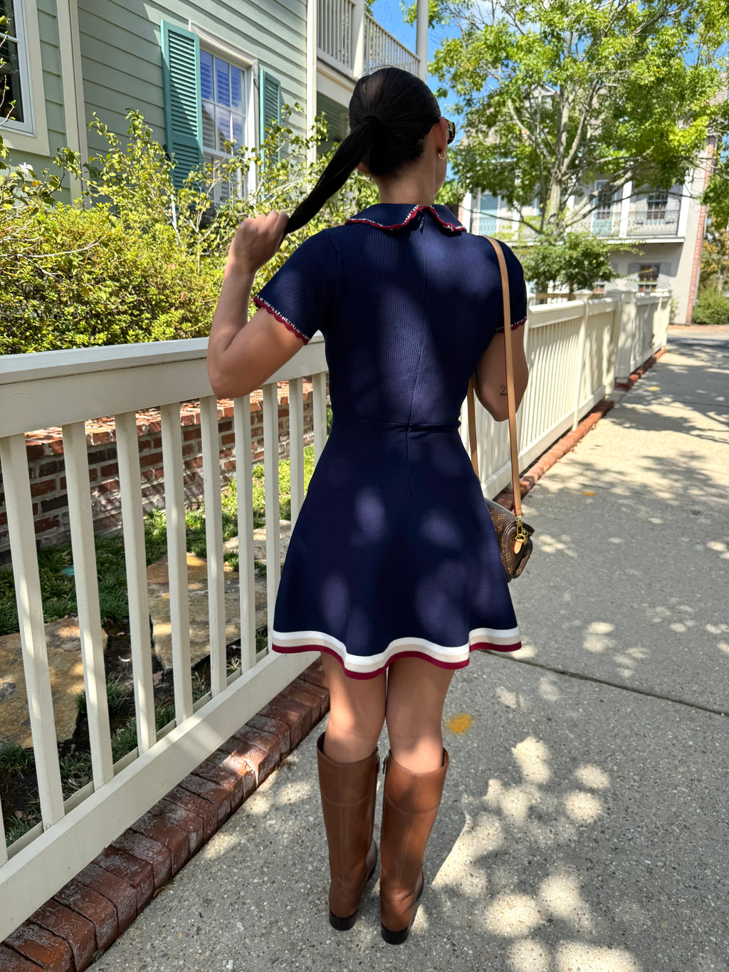Navy Knit Polo Dress