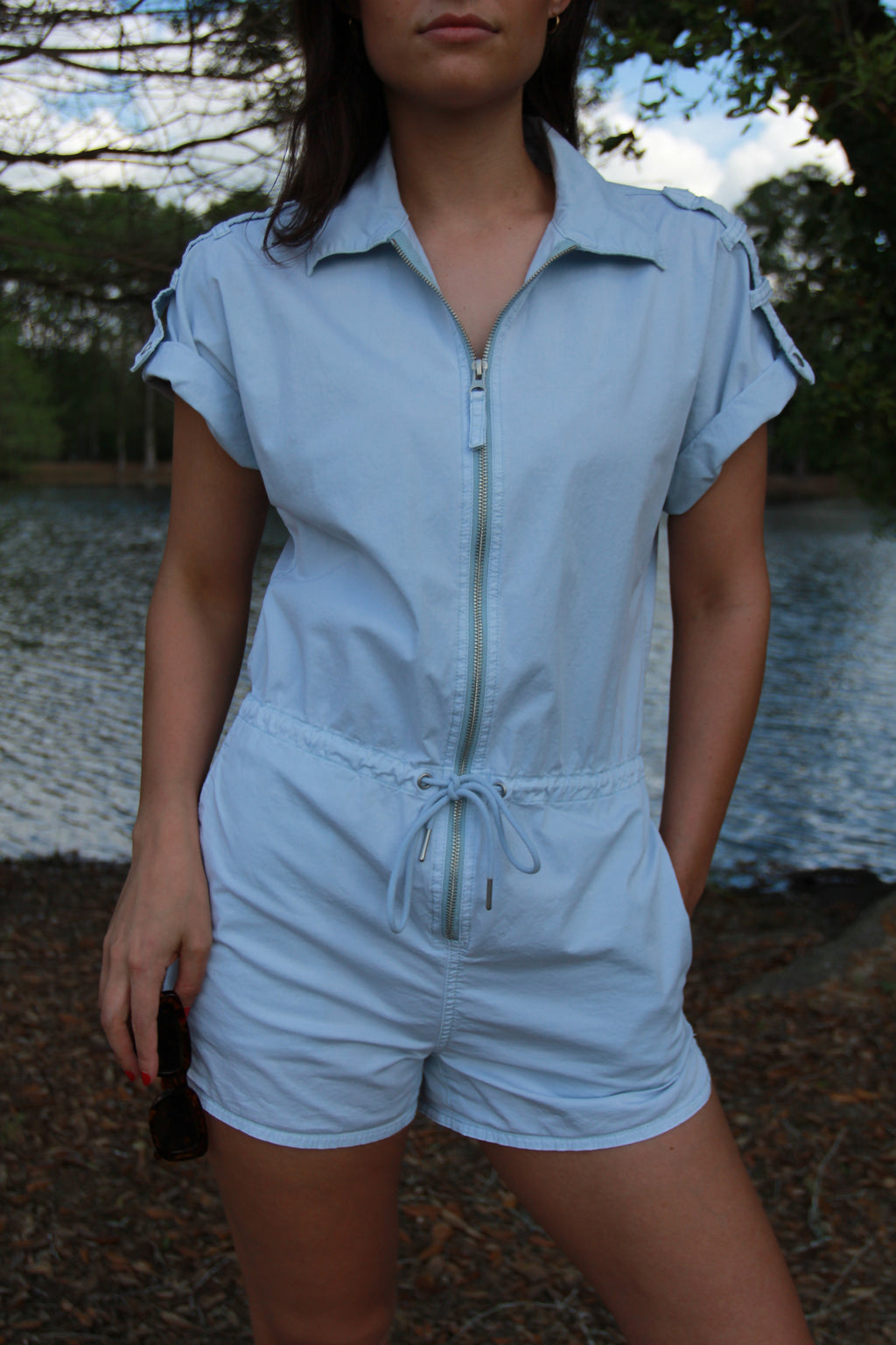 Pistola Light Blue Utility Romper