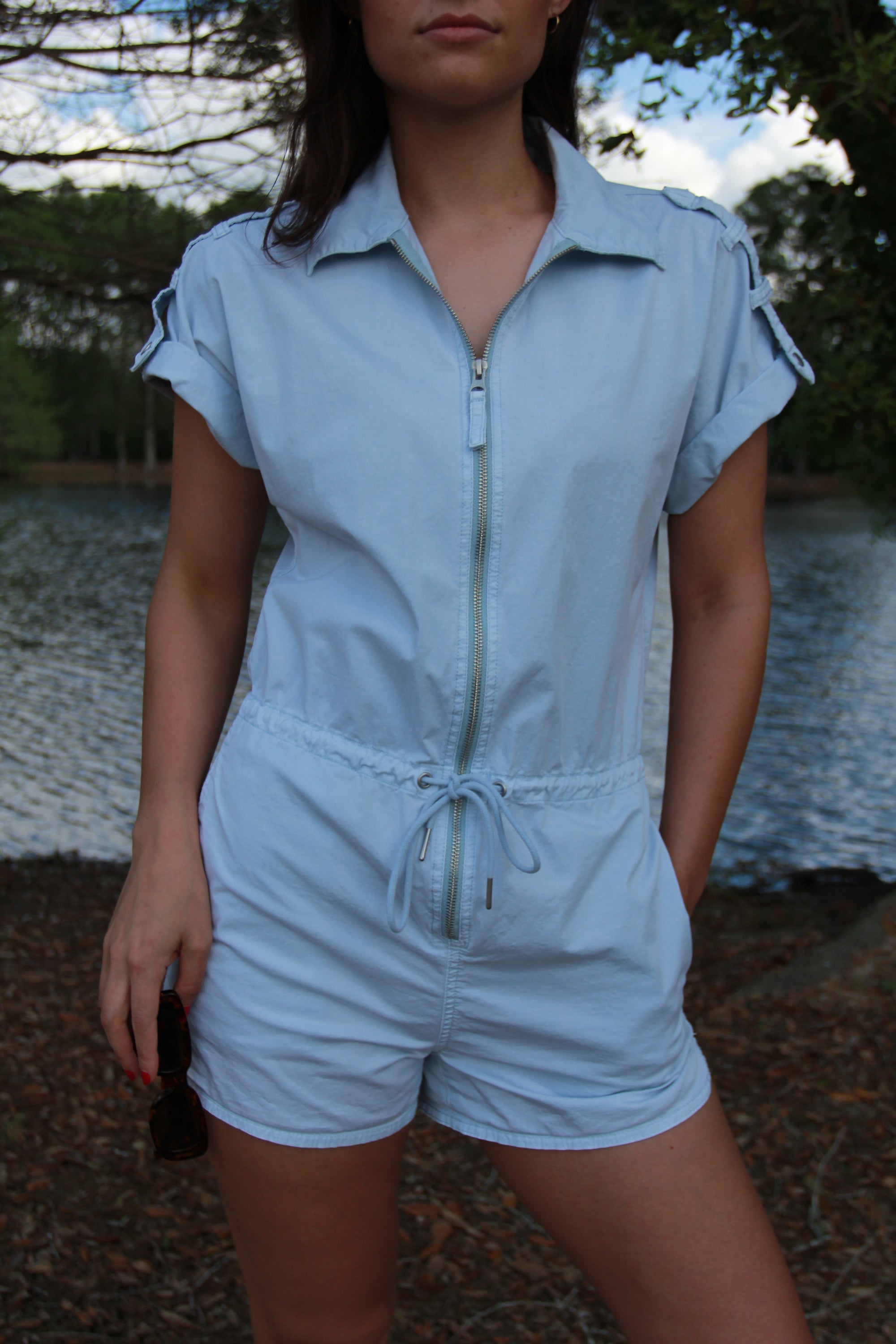 Pistola Light Blue Utility Romper
