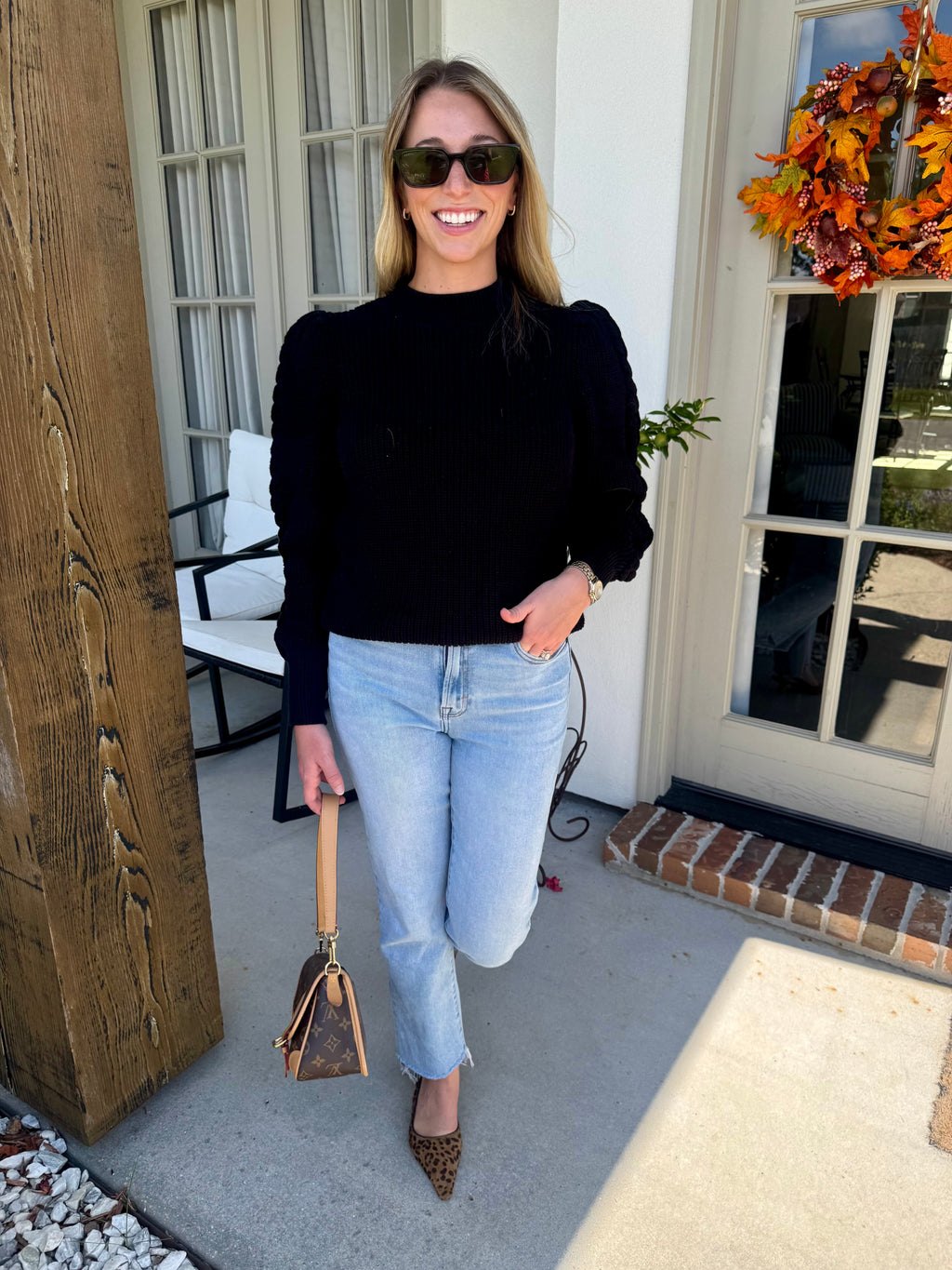 Black Braided Sleeve Sweater