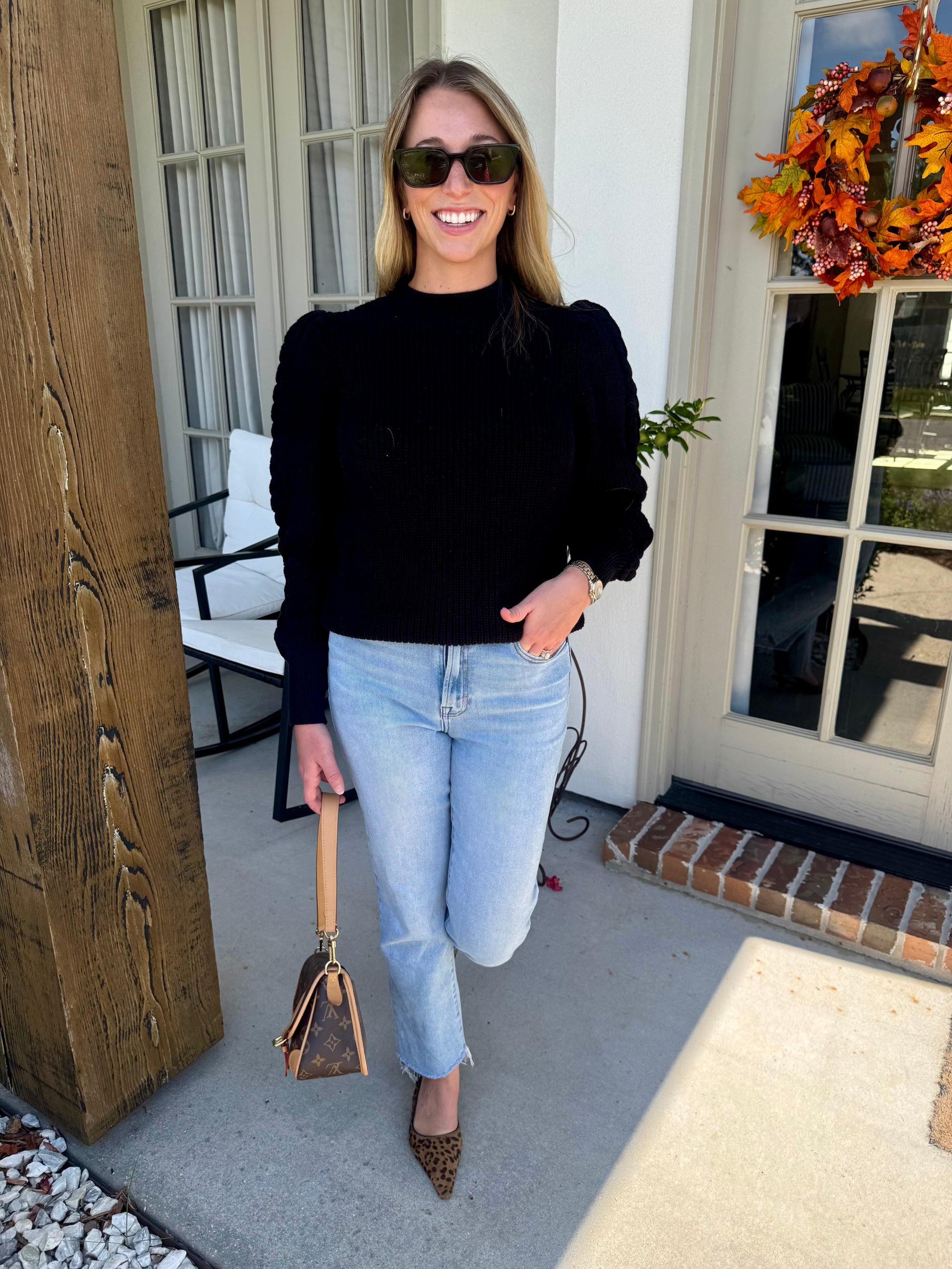 Black Braided Sleeve Sweater