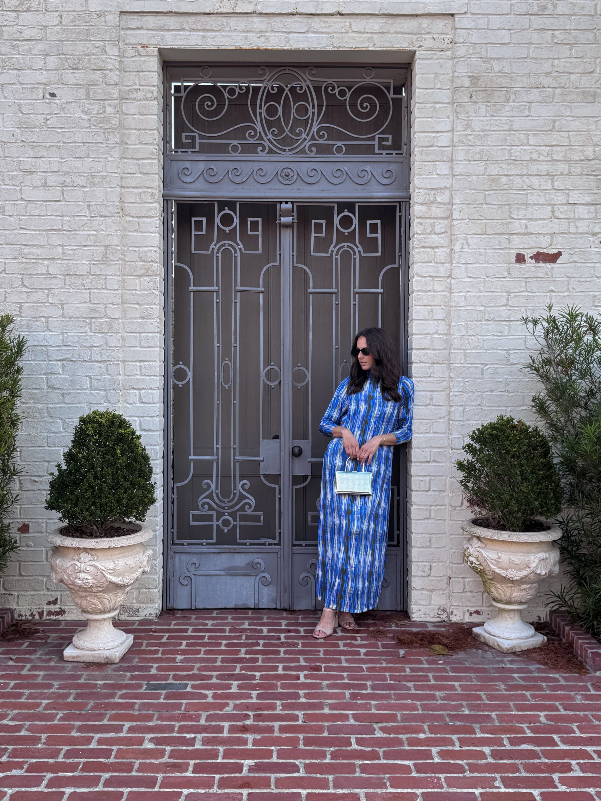Marie Oliver Cobalt Blur Marble Turtleneck Midi