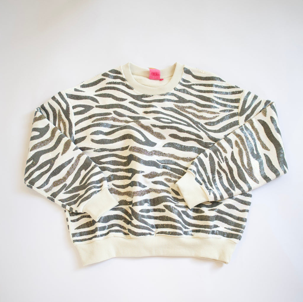 QOS Zebra Print Sweatshirt