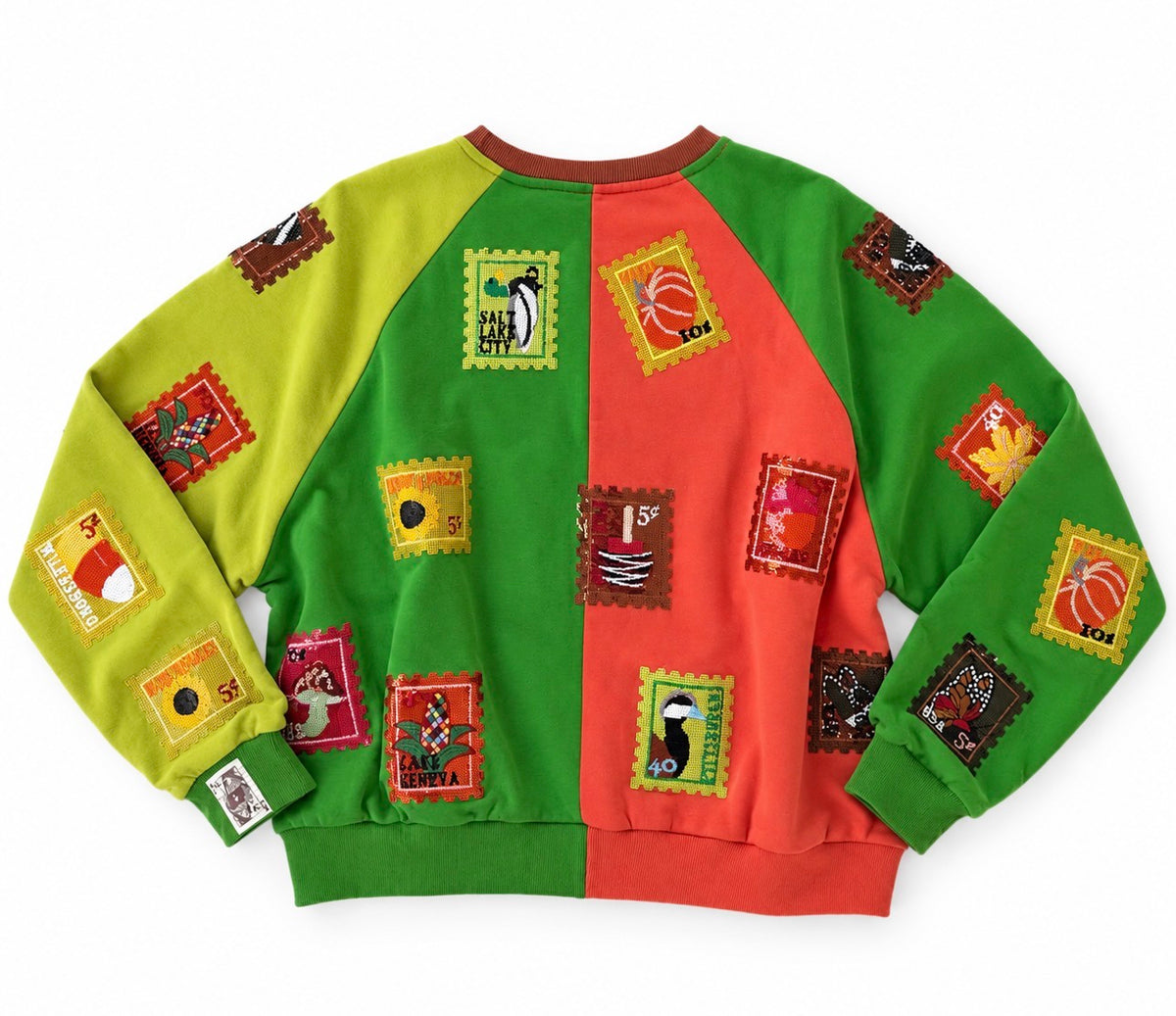 QOS Color Block Fall Stamp Sweatshirt