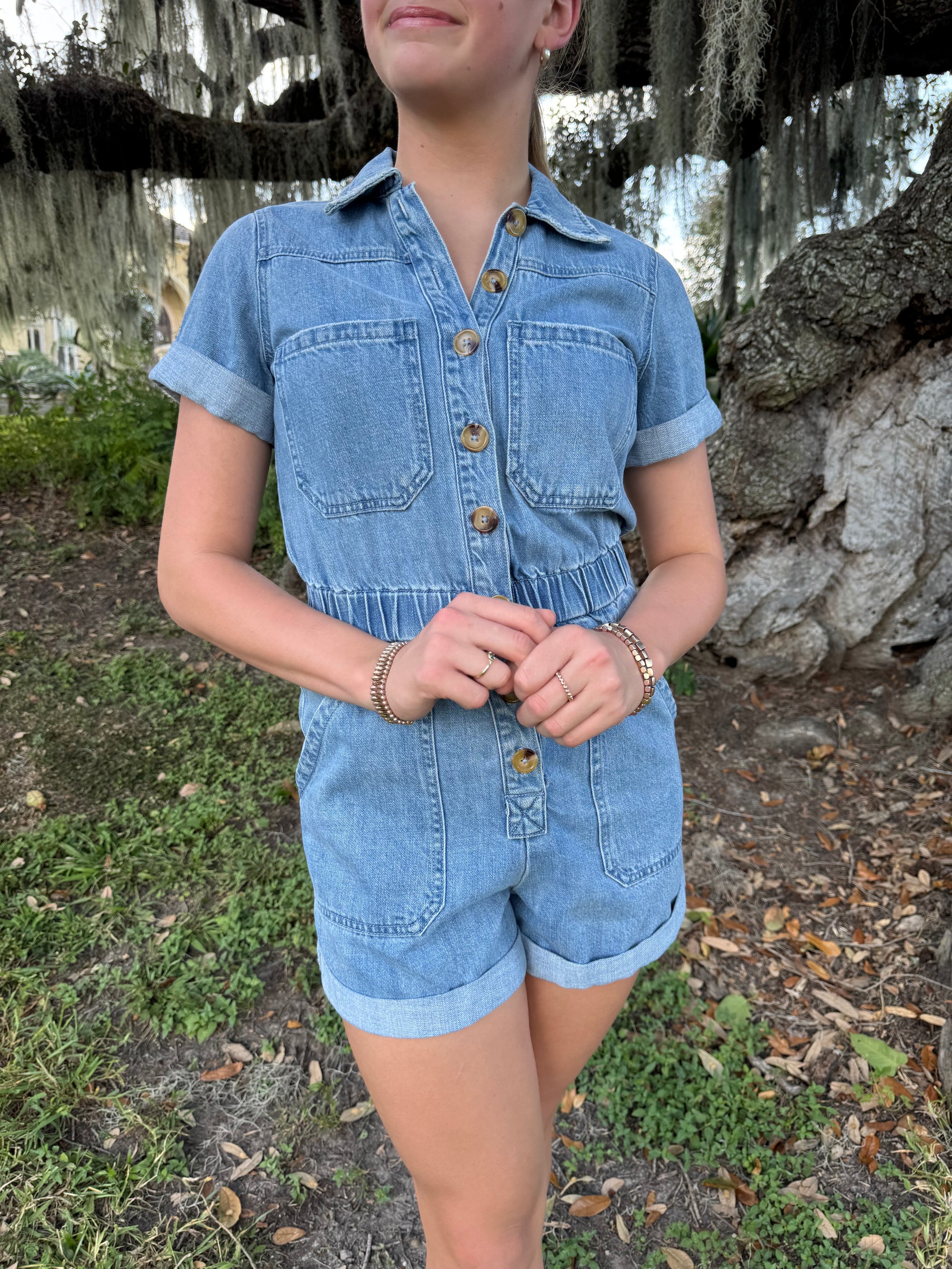 Show Me Your Mumu Denim Romper