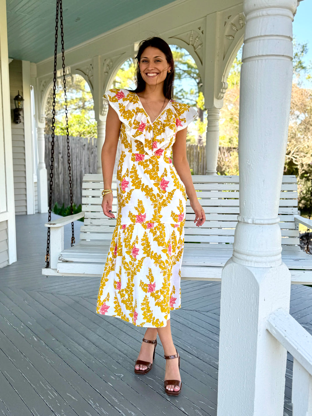 Ella Dress in Bougainvillea Yellow