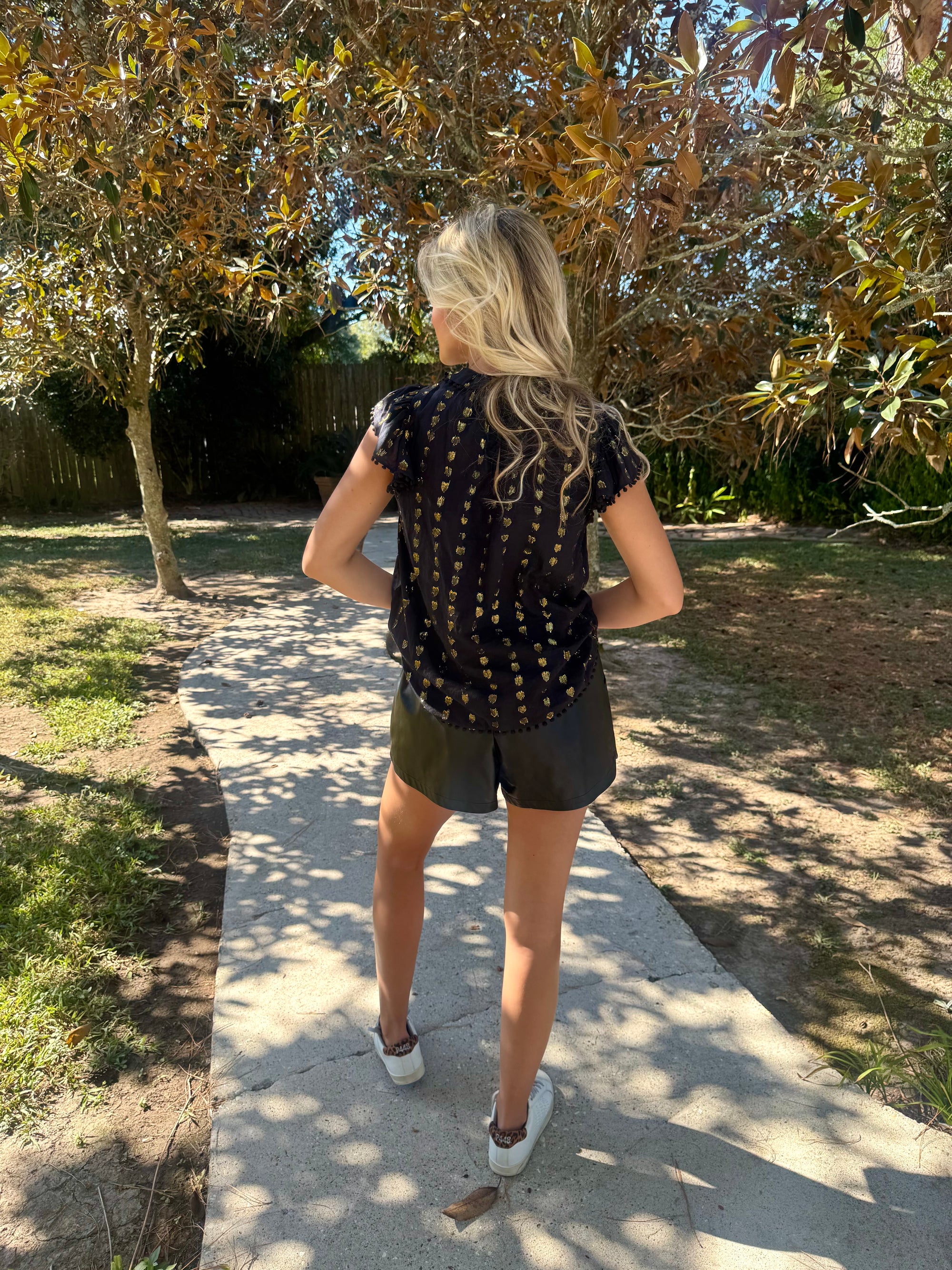 Sea-NY Metallic Short Sleeve Top