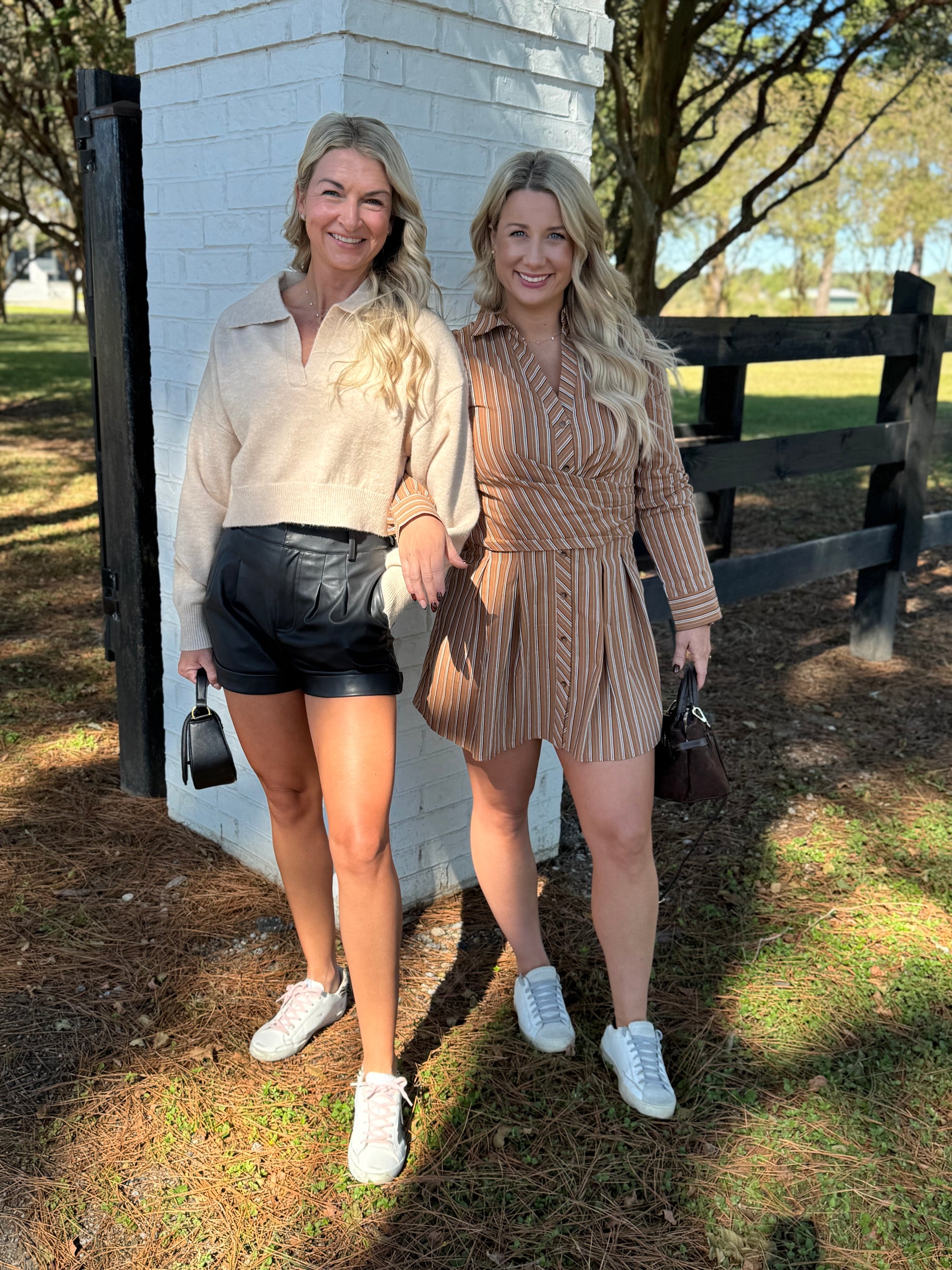 Golden Brown Striped Mini Dress