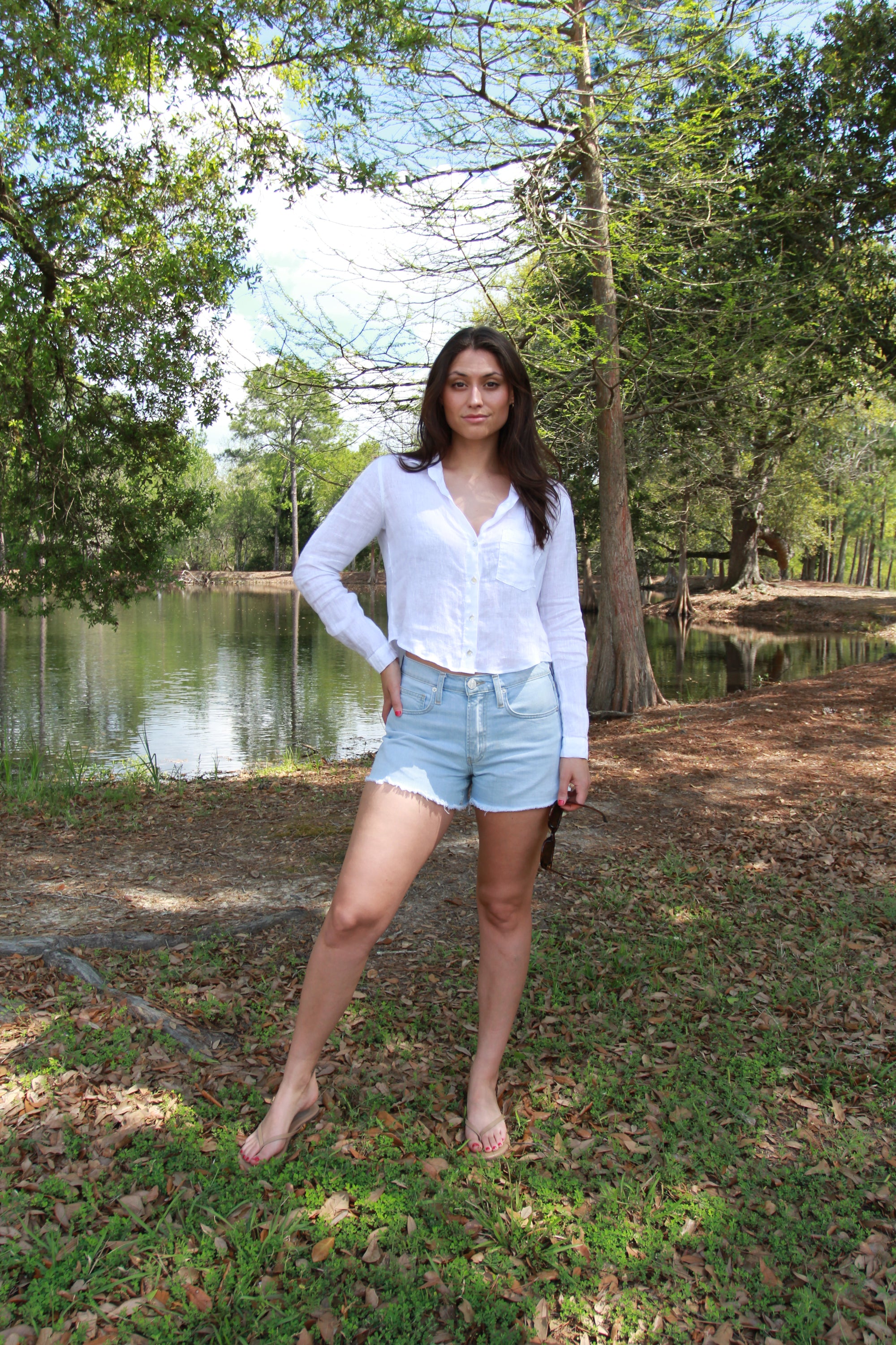Bella Dahl White Linen Button Up