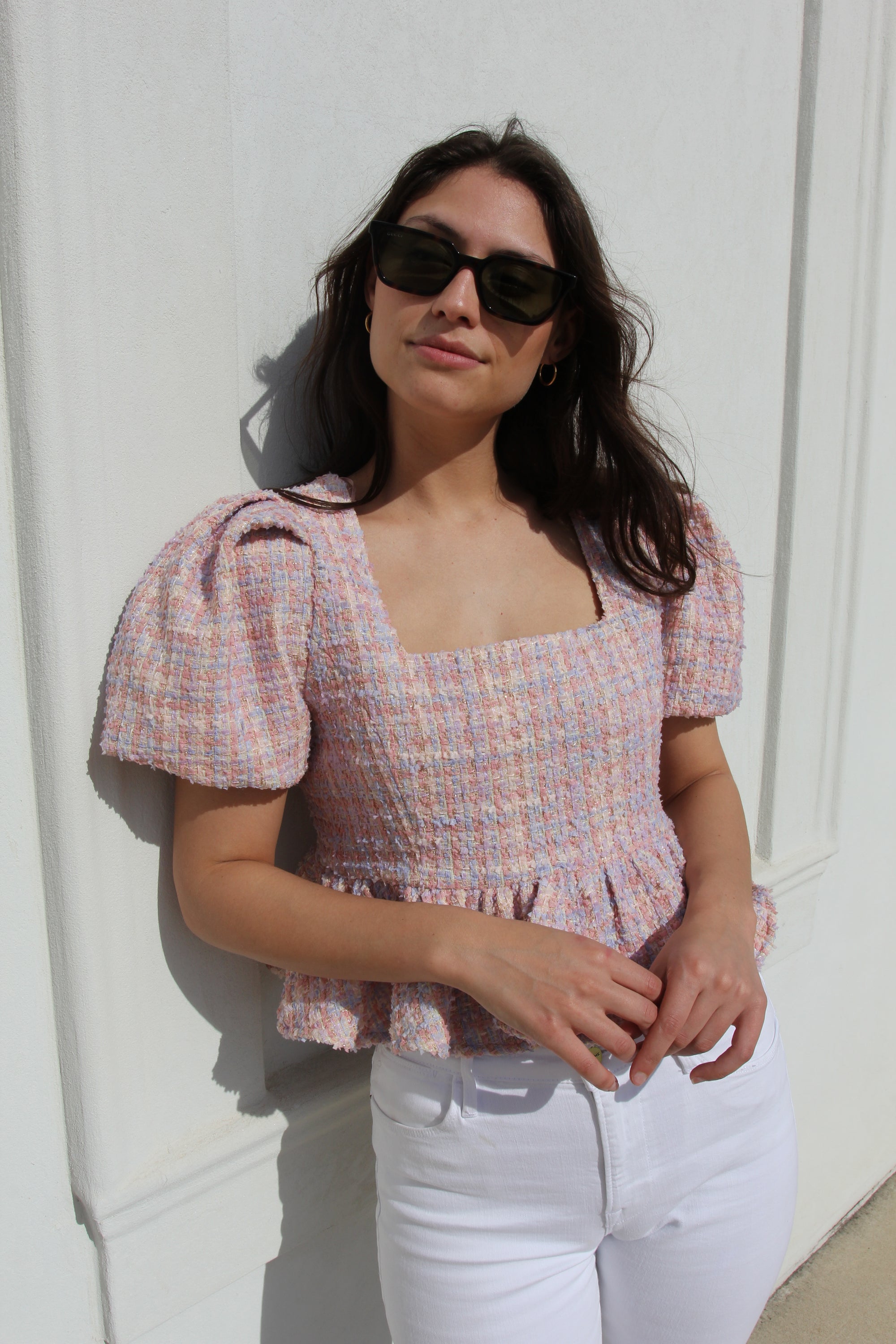 NWT Spring Tweed Peplum Top