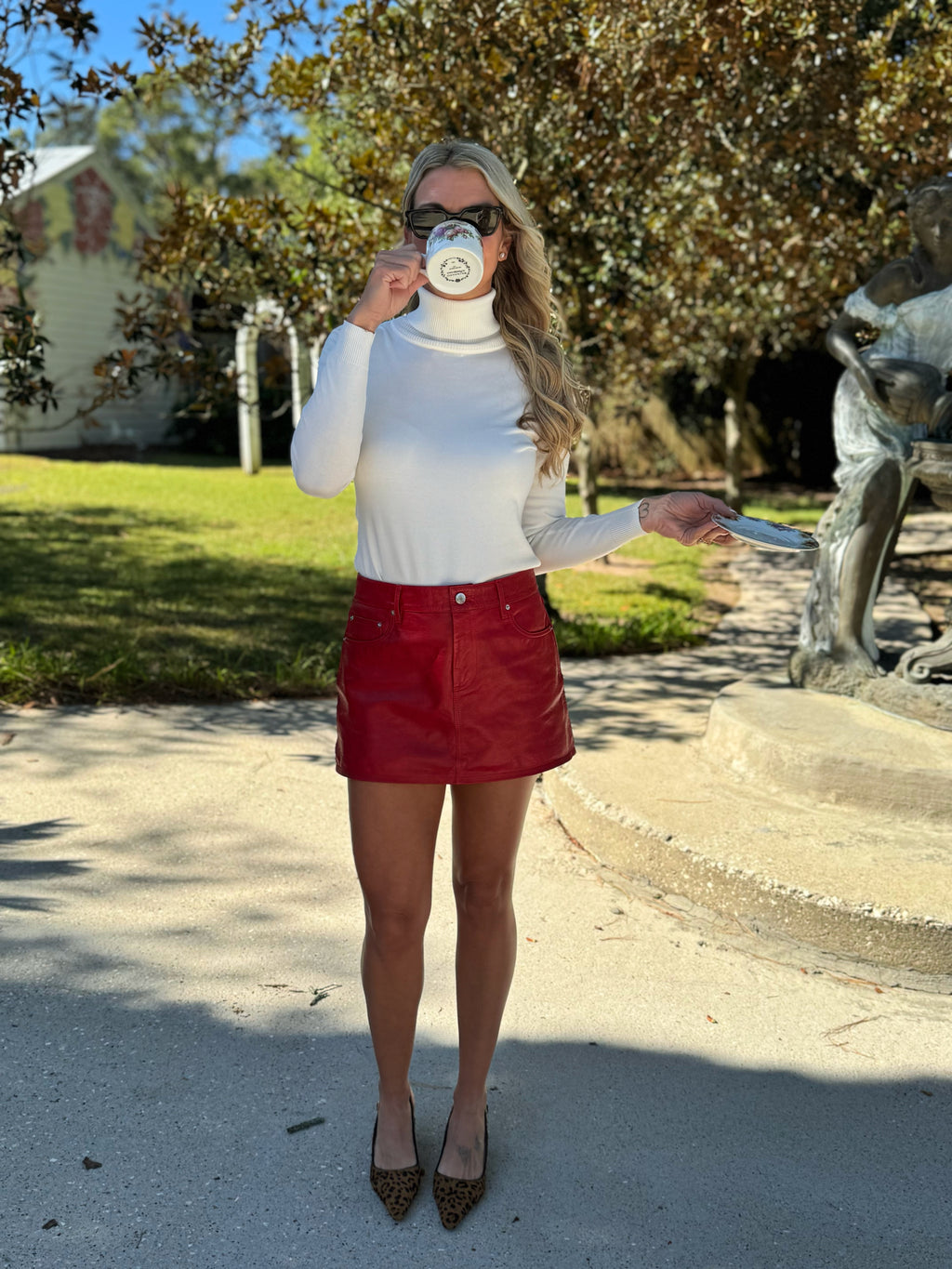 NWT GRLFRND Red Mini Skirt
