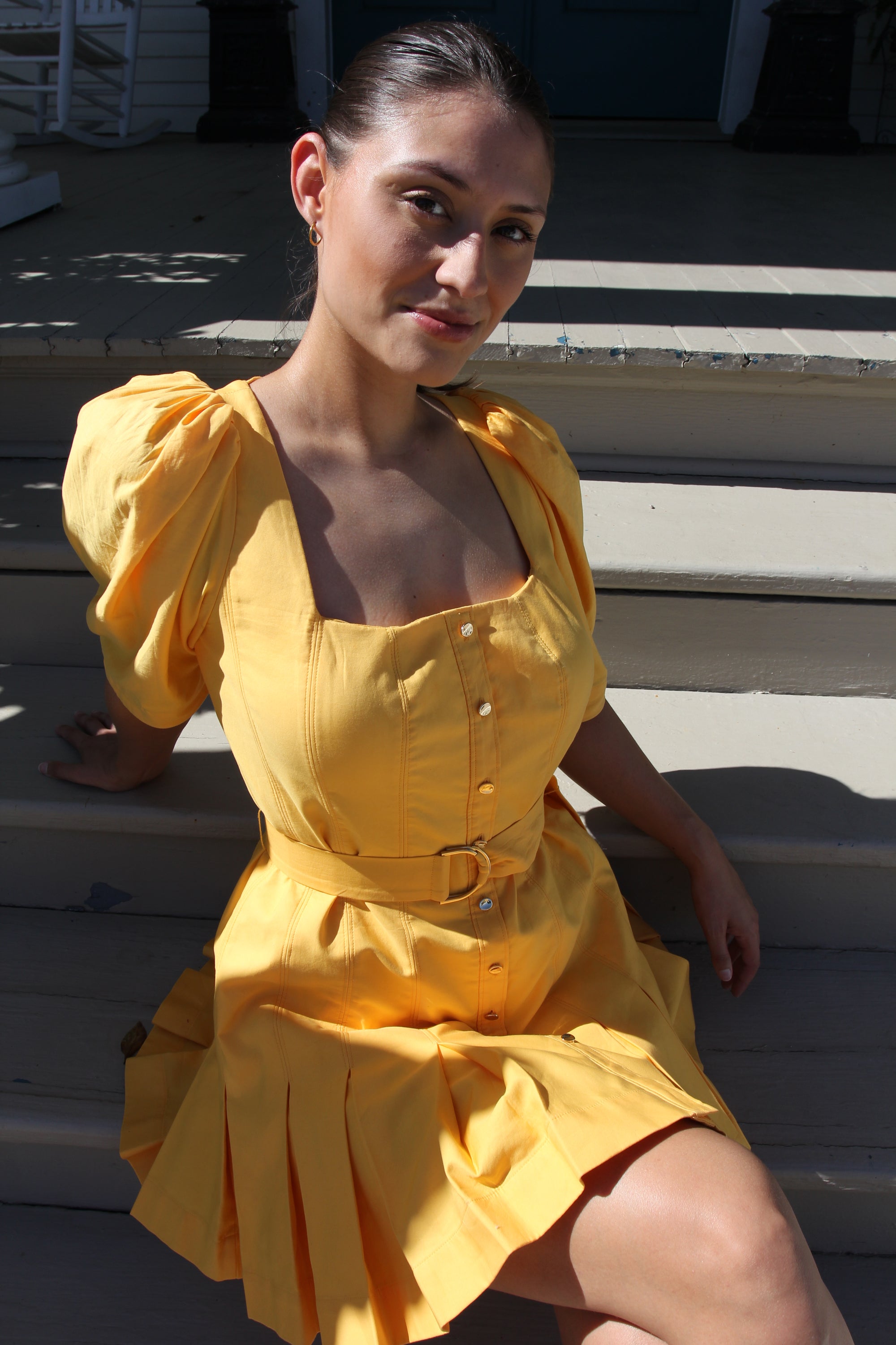 Alcer Casper Mini Dress in Mango Yellow