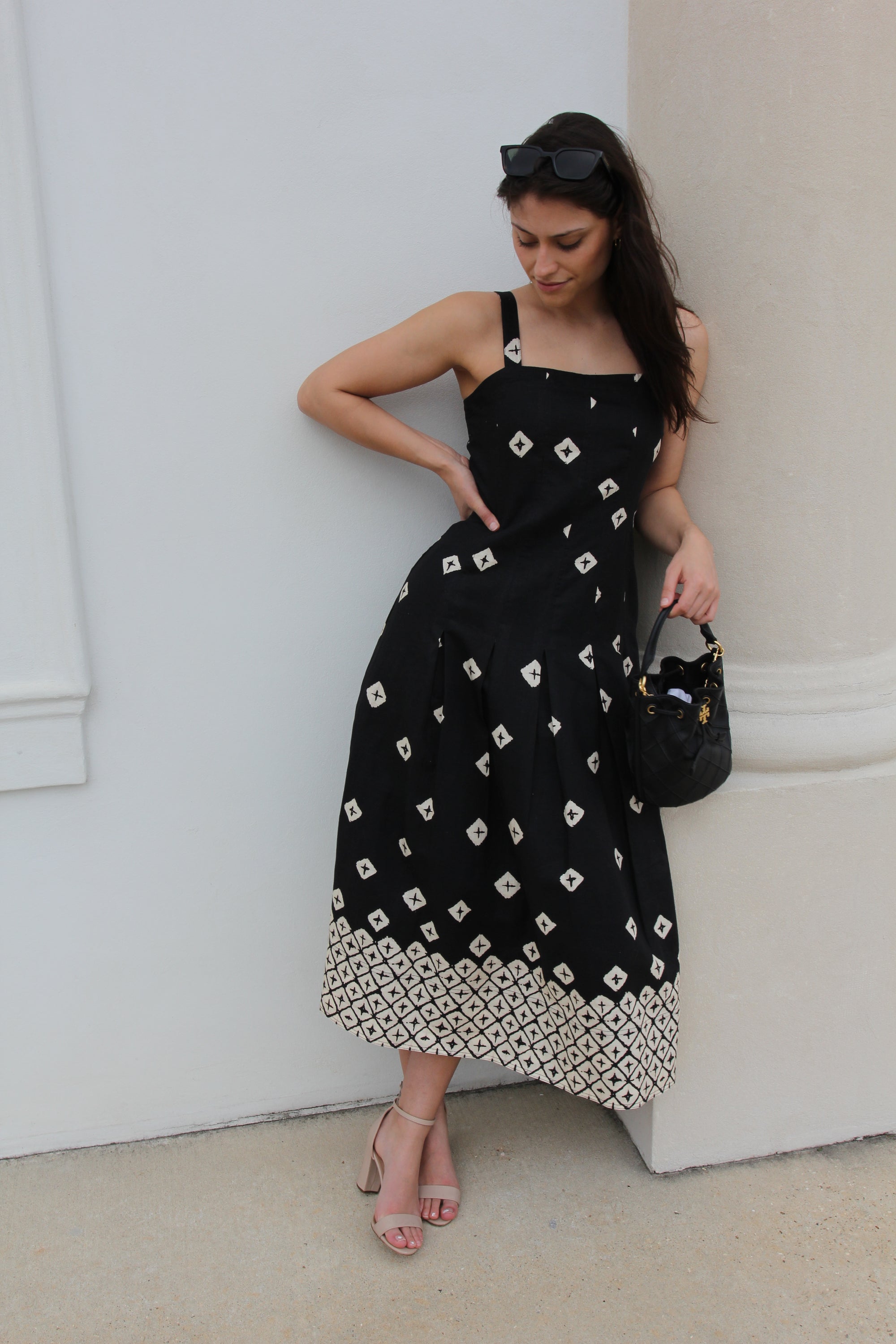 Marie Oliver Dixon Square Neck Linen Midi Dress