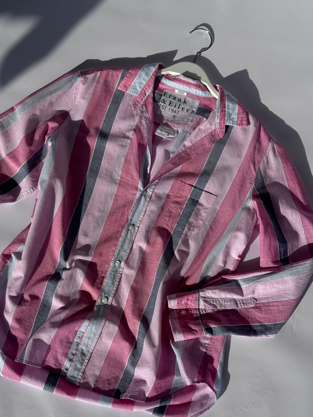Frank & Eileen - Eileen Pink & Blue Stripe Button Up