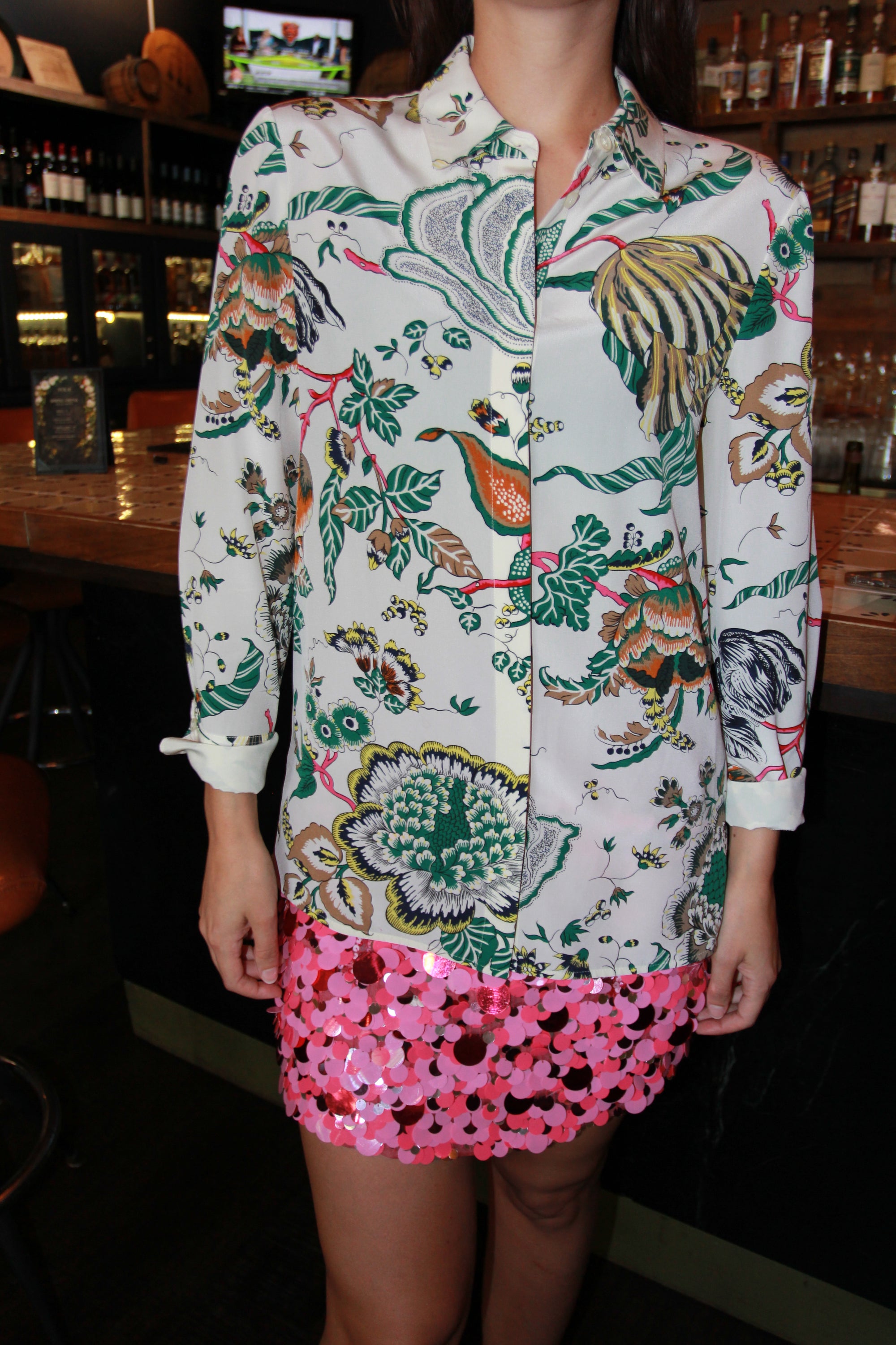 Vintage Tory Burch Happy Times Button Up Top