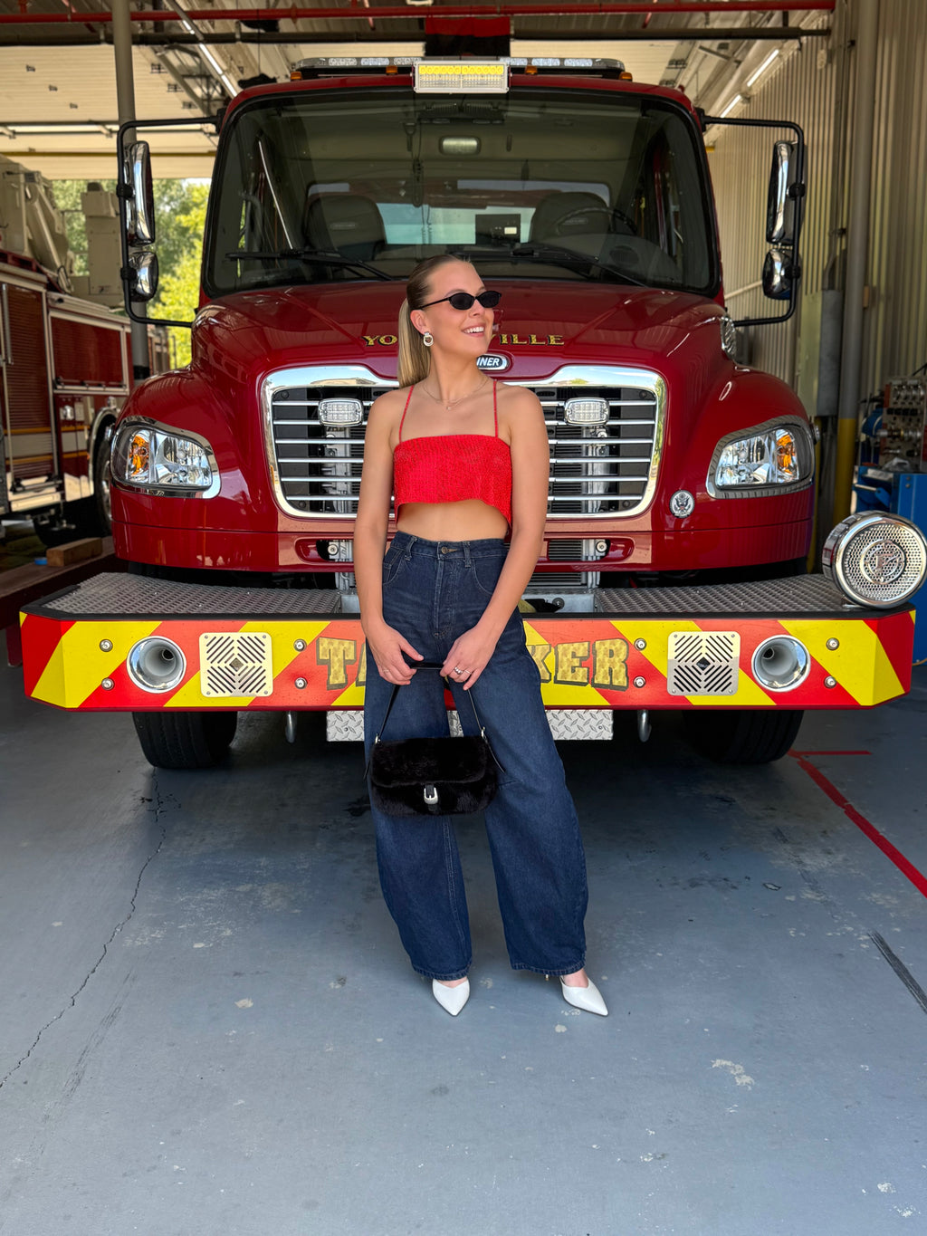 Red Shimmer Crop Top