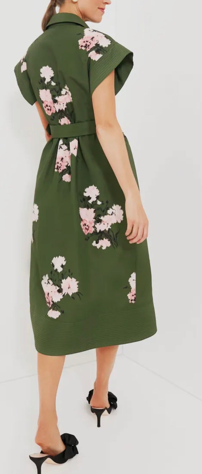 Tuckernuck Olive and Pressed Powder Floral Chloe Dress