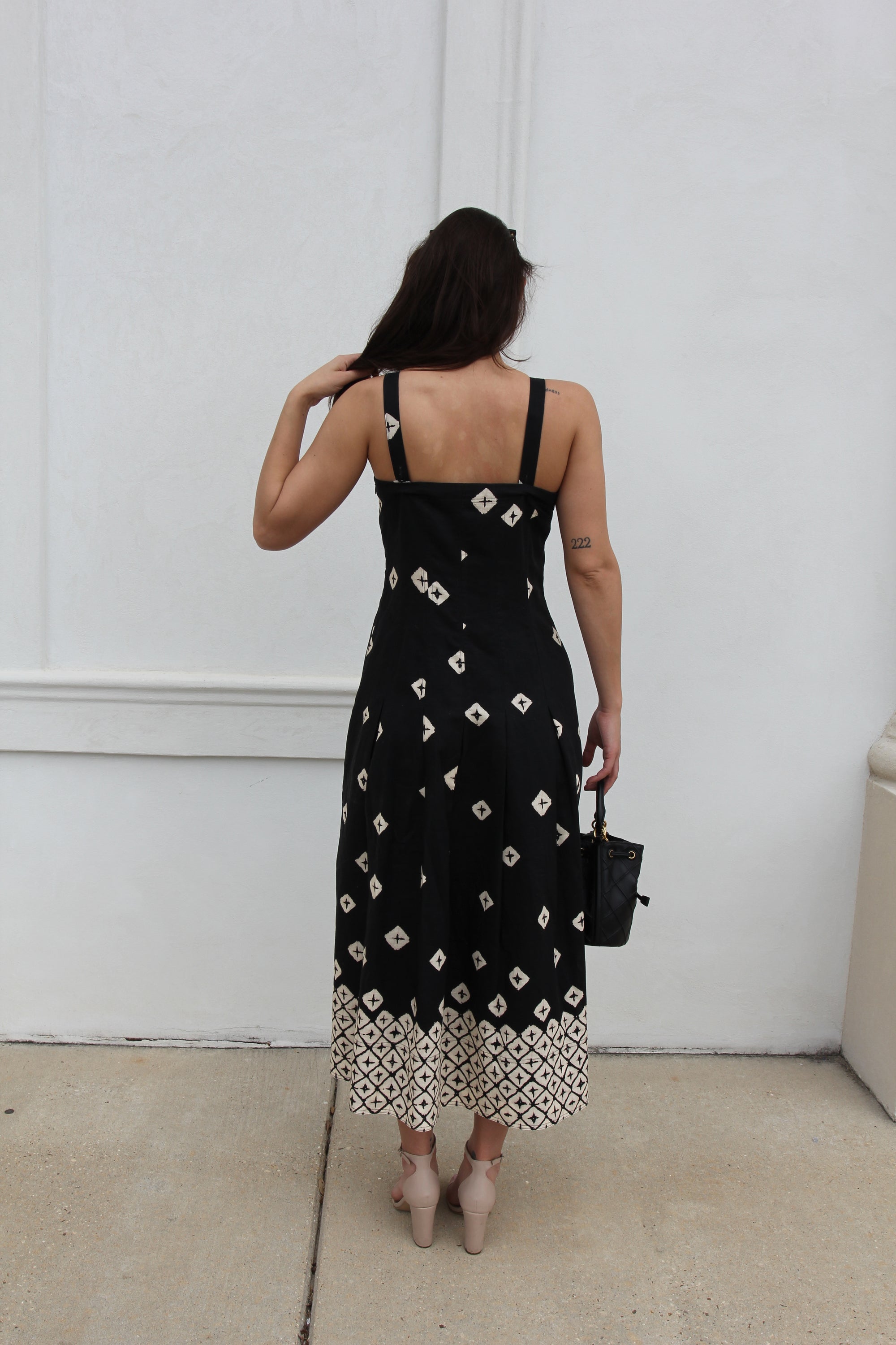 Marie Oliver Dixon Square Neck Linen Midi Dress