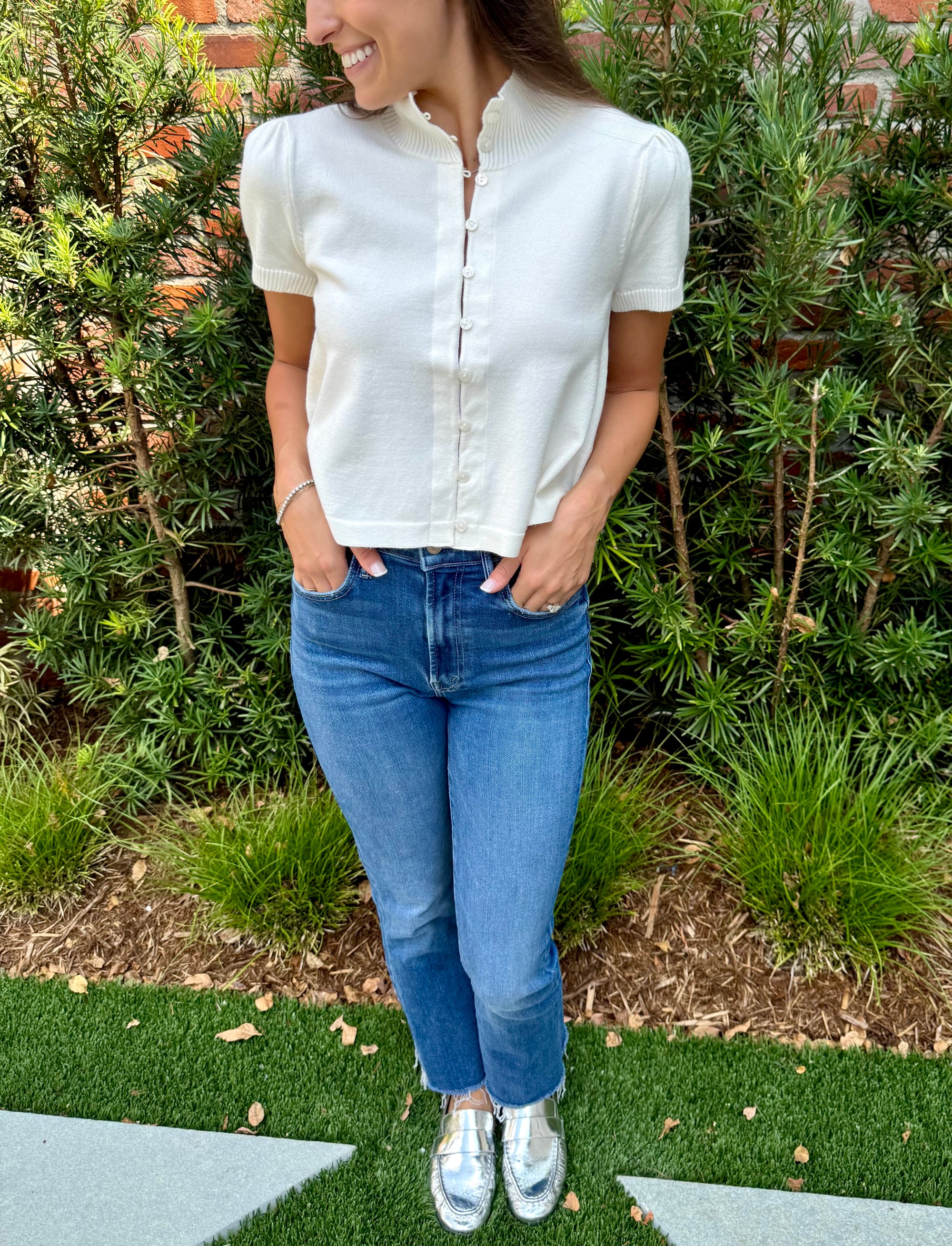 Ivory Button Up Sweater