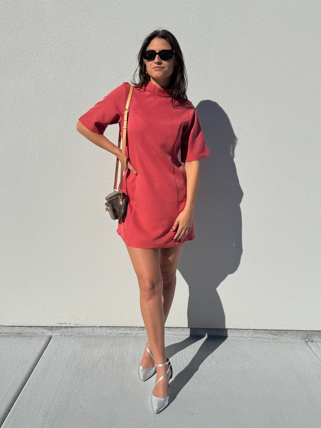 Red Mock Neck Mini