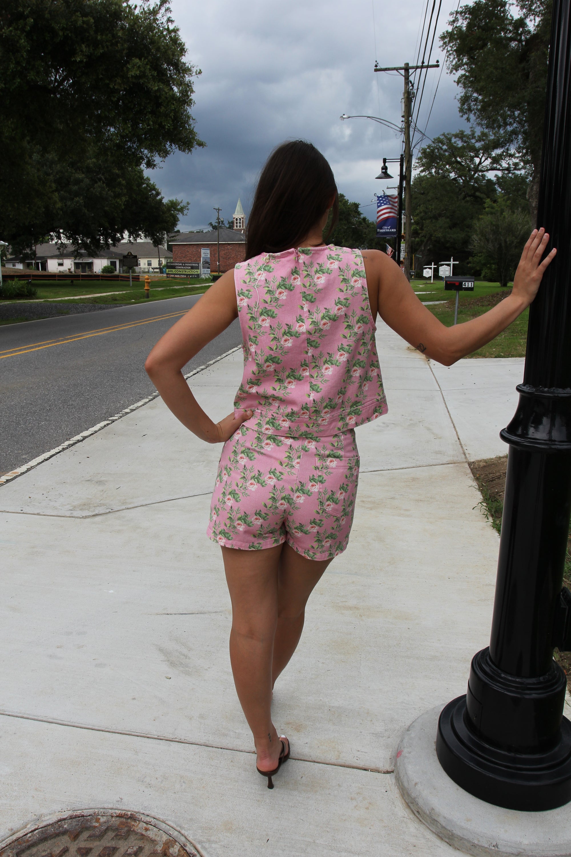Entro Pink Denim Floral Set