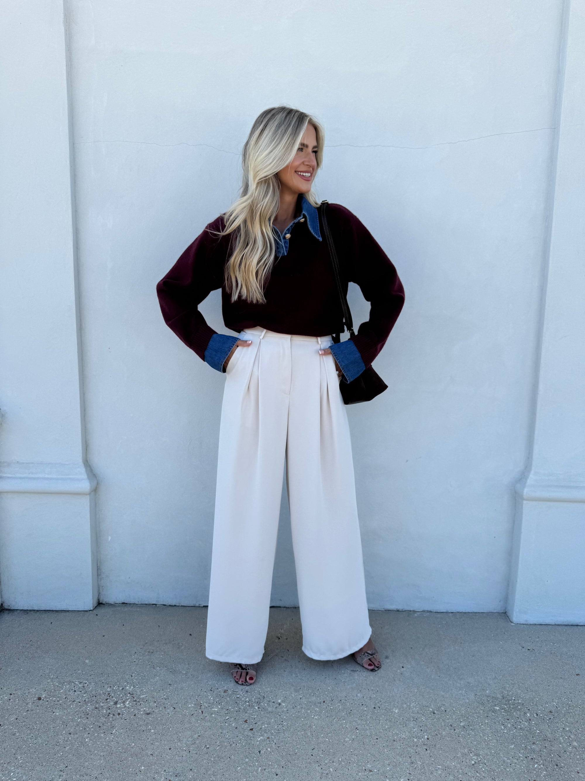 Pleated Wide Leg Trouser