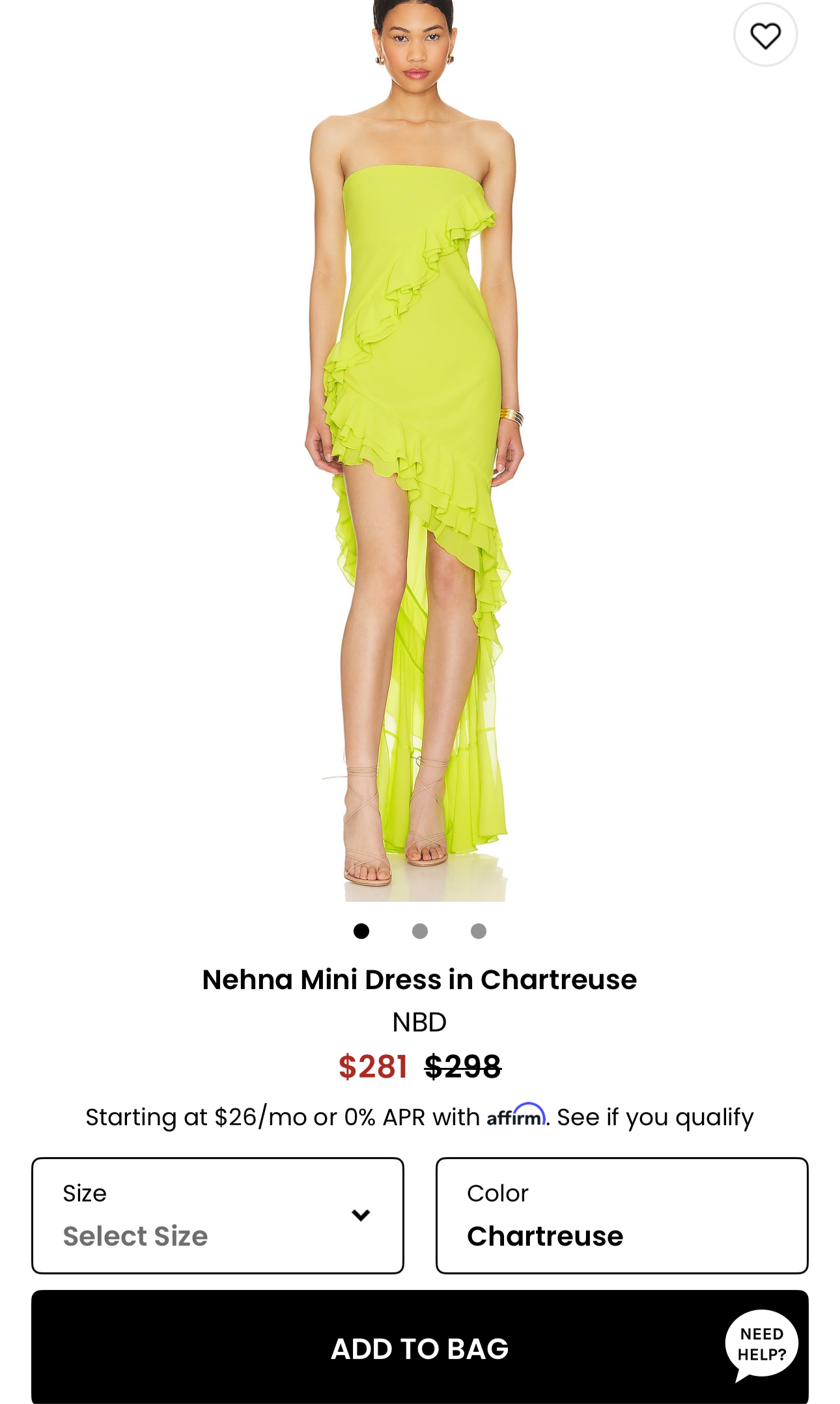 Nehna hi-low dress in Chartreuse