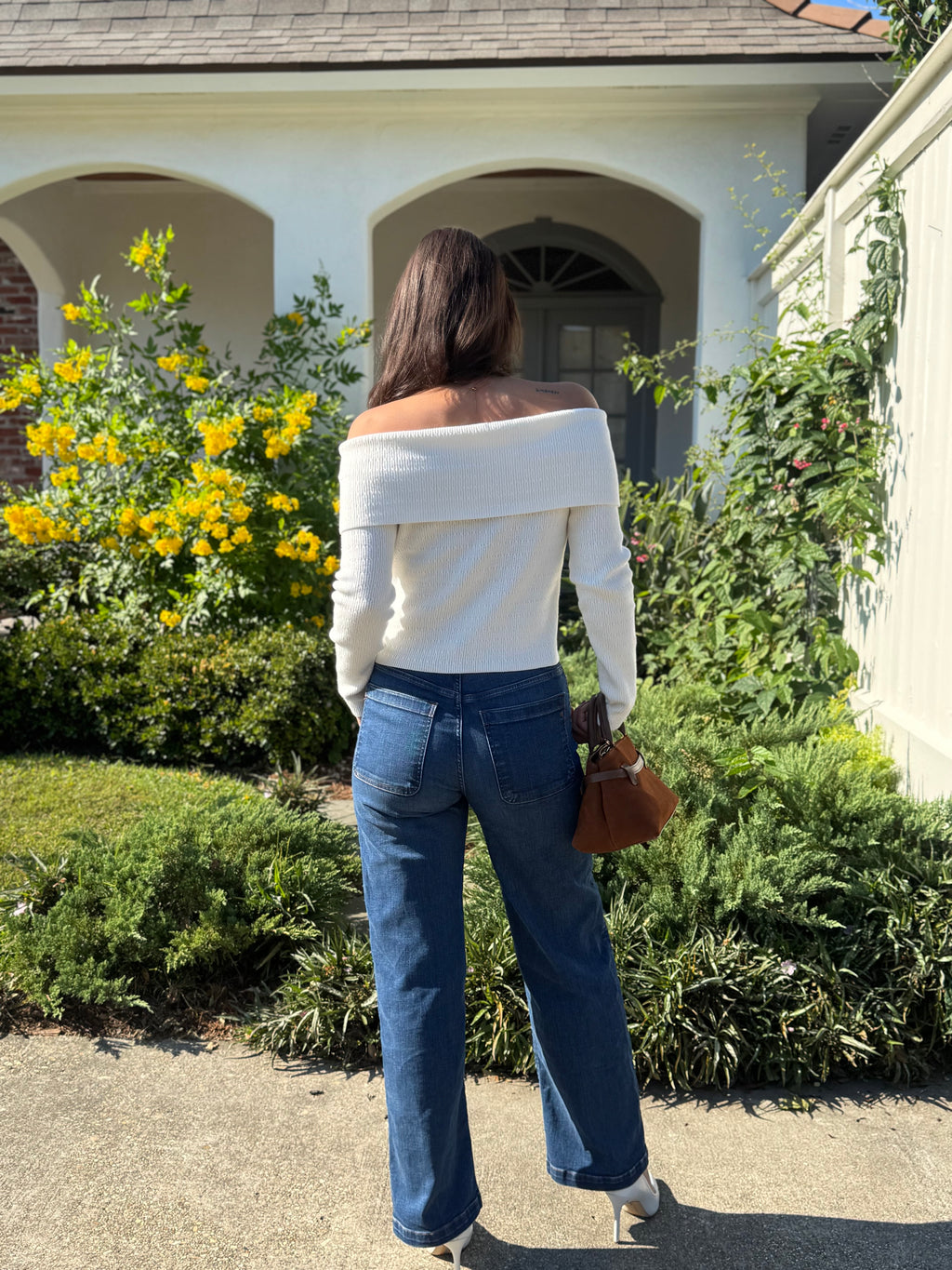 White Off The Shoulder Knit Top
