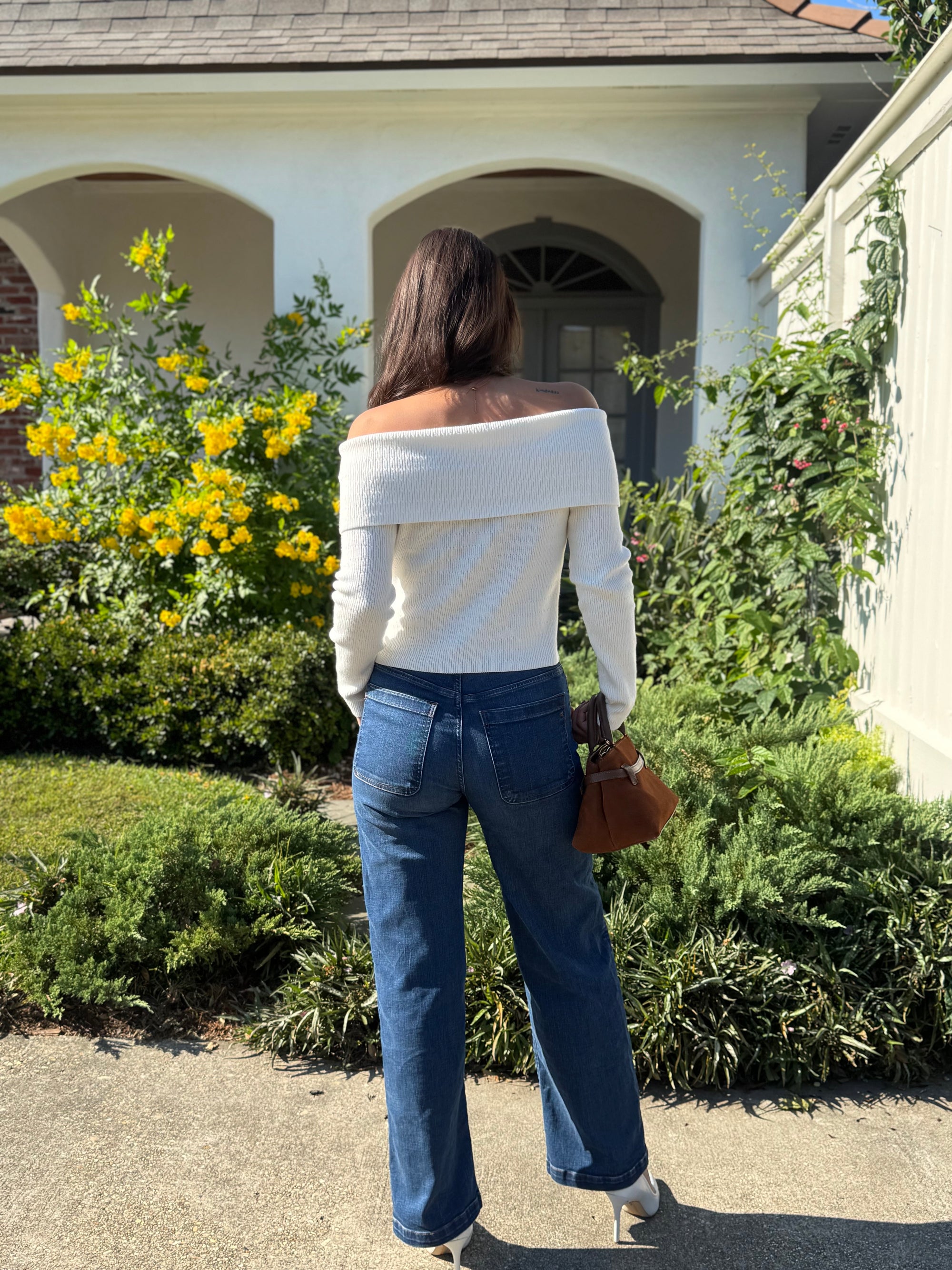 White Off The Shoulder Knit Top