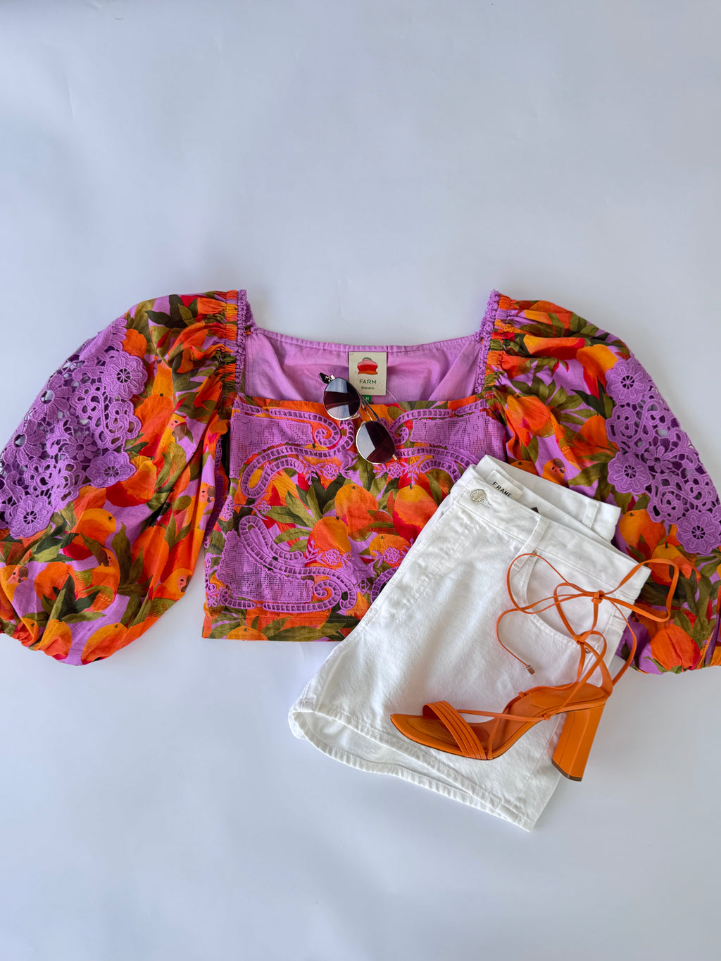 Farm Rio Mango Macaws Smocked Puff-Sleeve Blouse